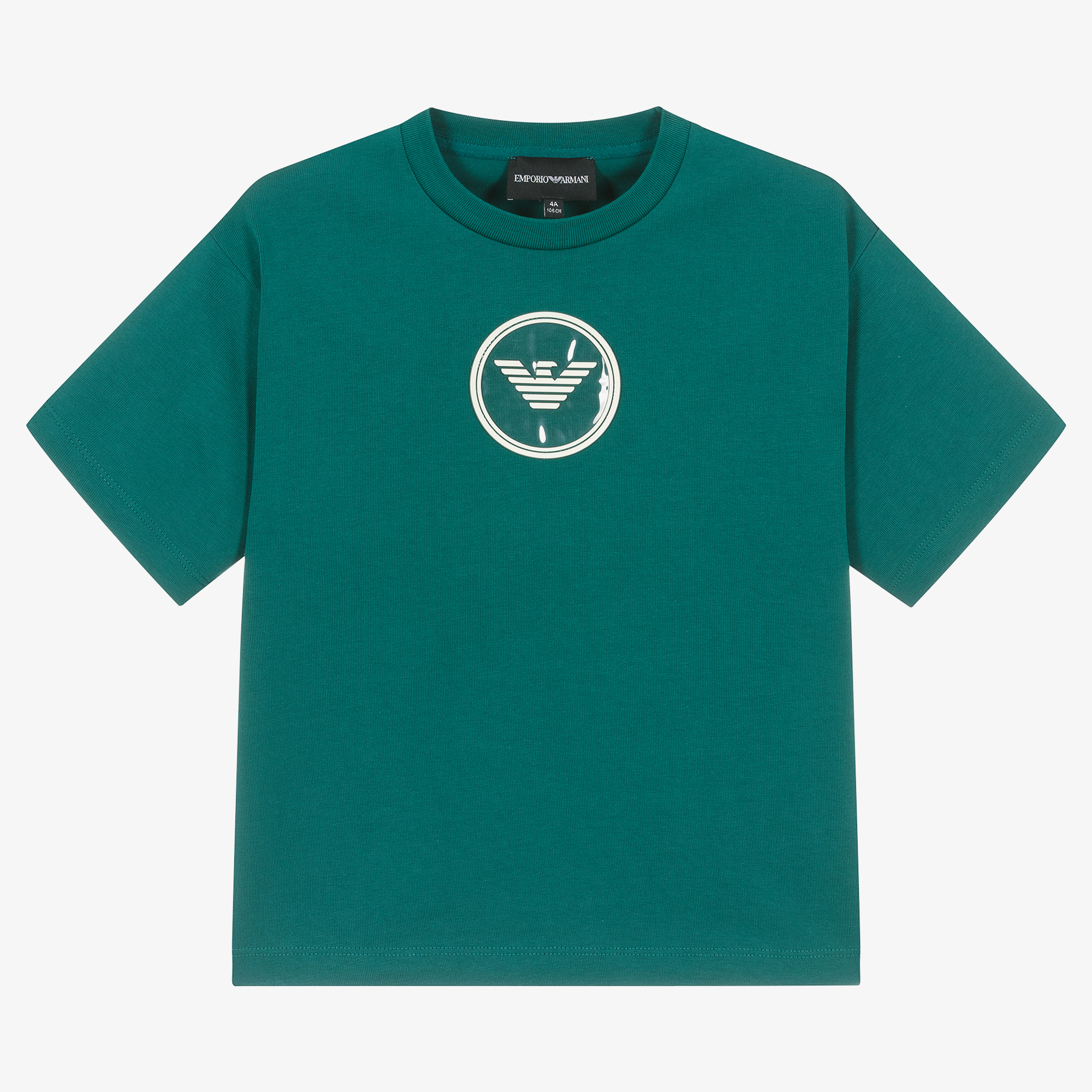 Emporio Armani Boys Green Cotton T Shirt Childrensalon Outlet