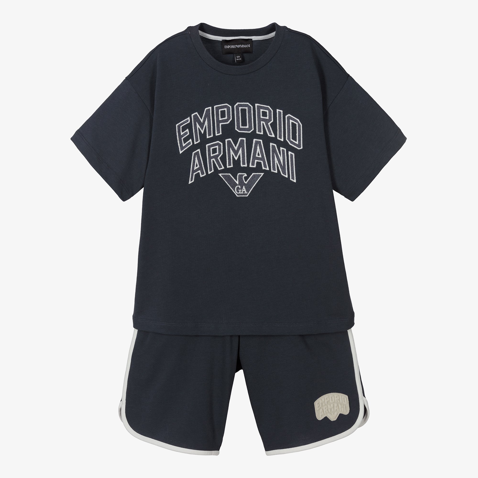 Emporio Armani Kids logo-print cotton shorts - Neutrals