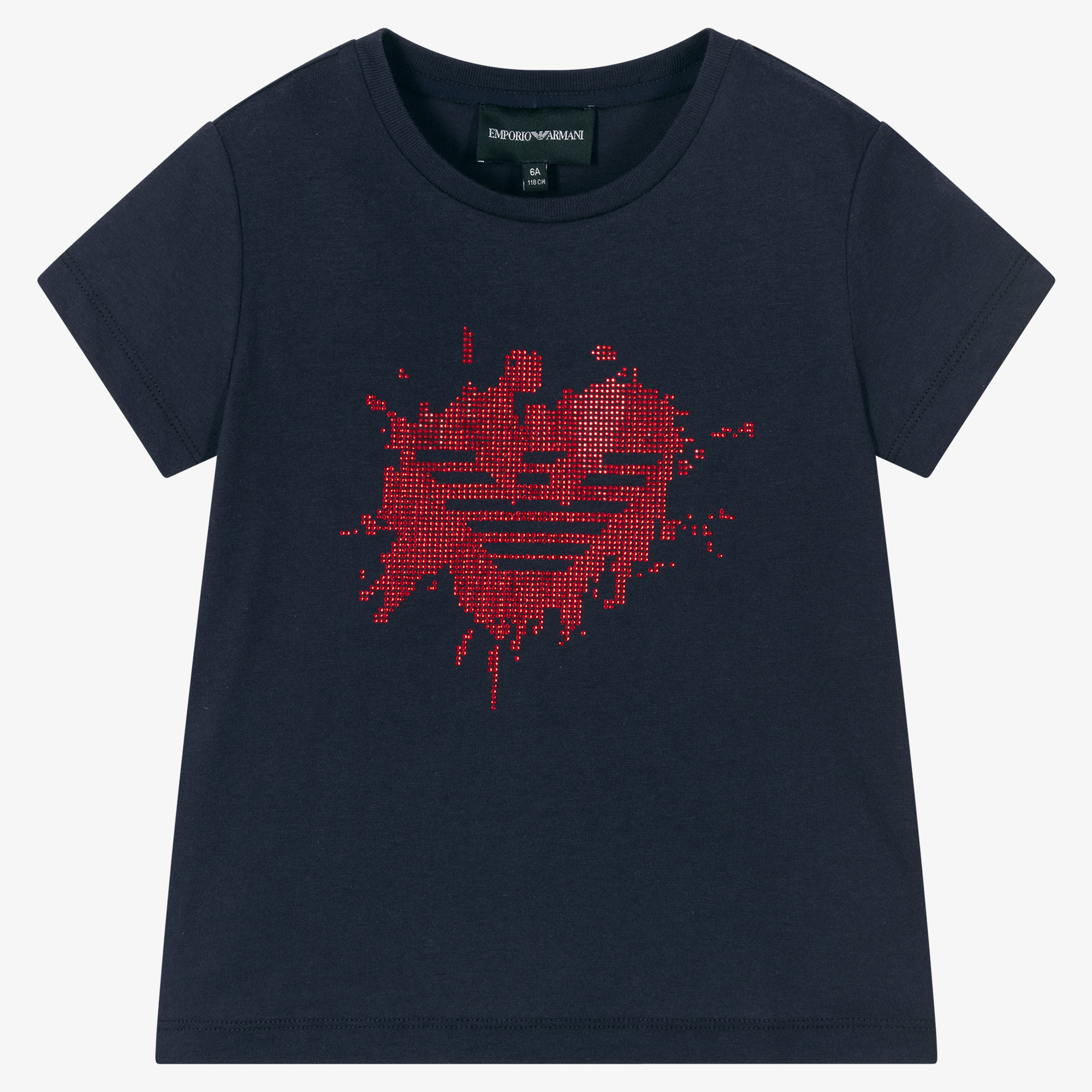 Emporio Armani Girls Blue Cotton Eagle Logo T Shirt Childrensalon Outlet