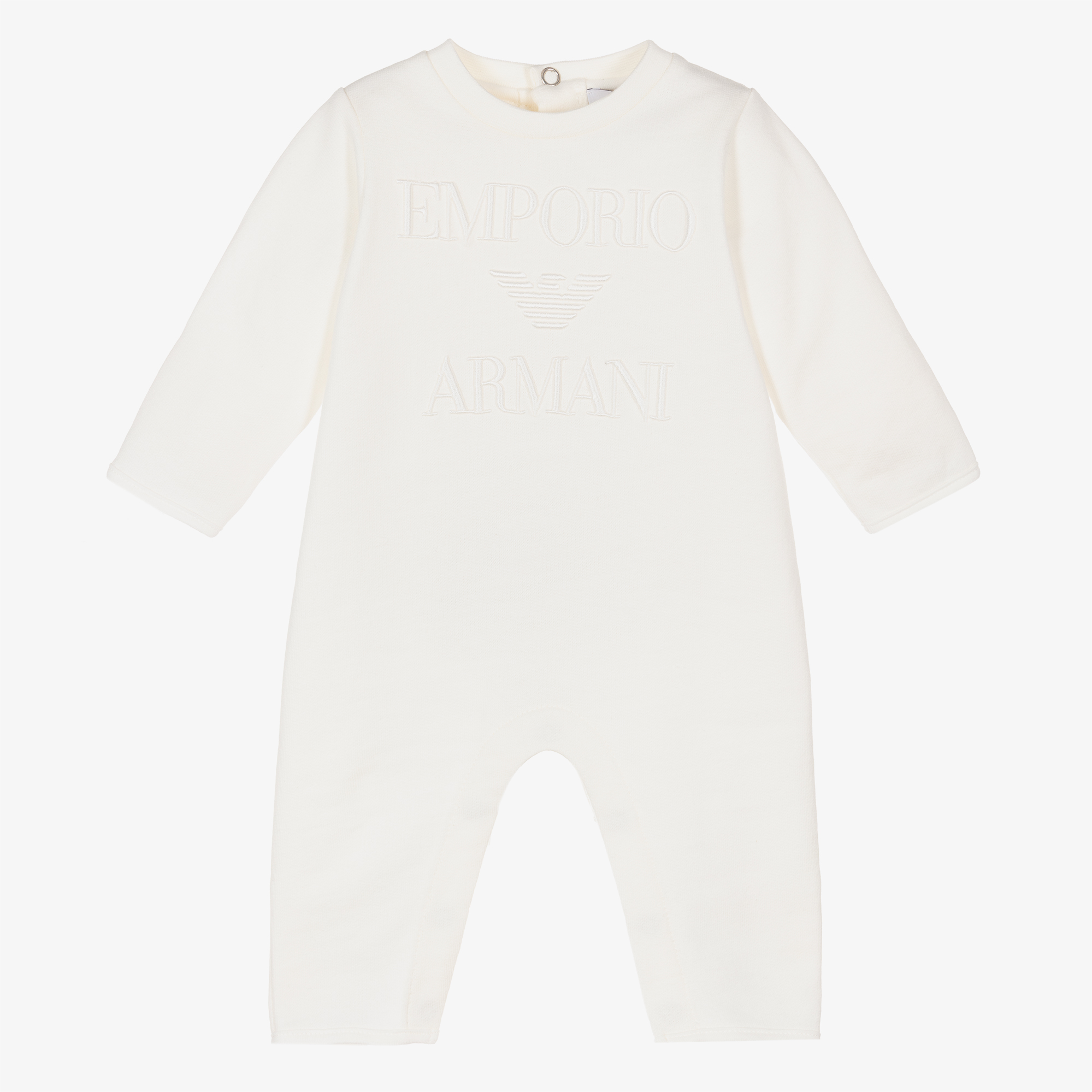 Emporio Armani Ivory Cotton Jersey Embroidered Romper