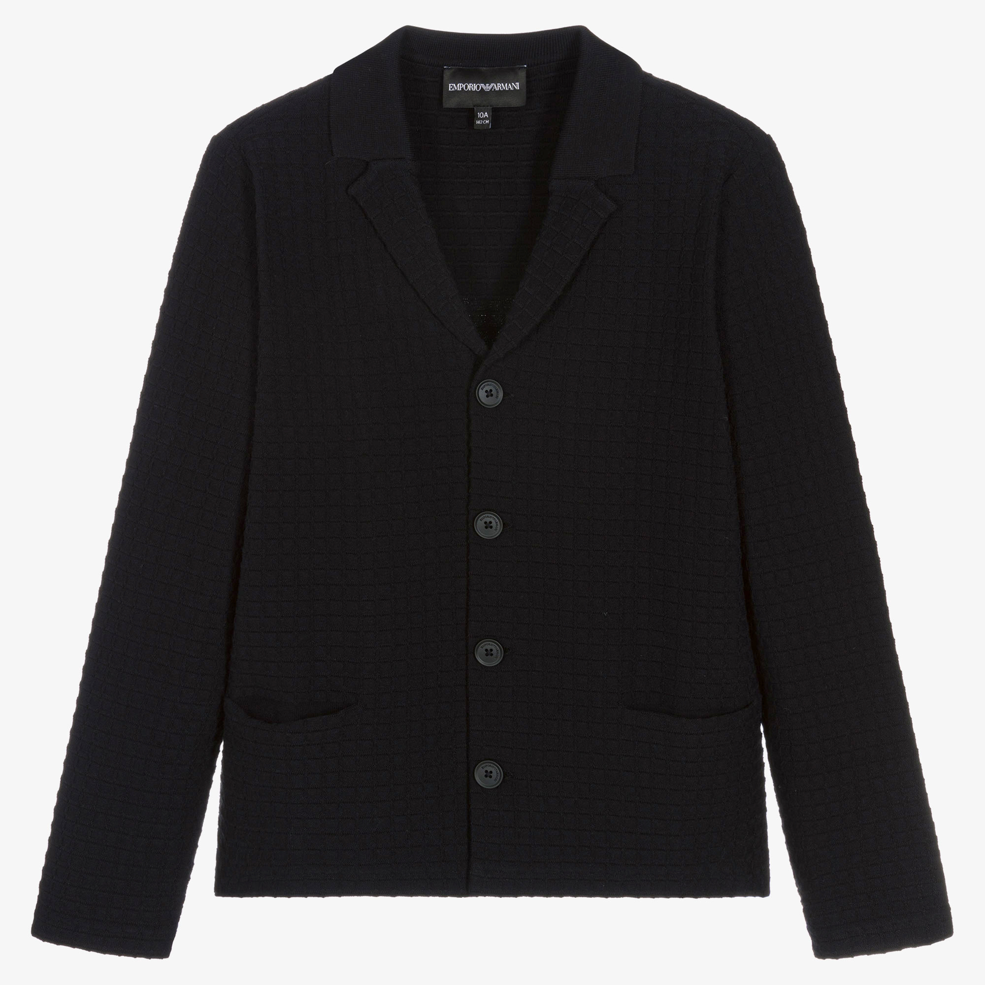 Emporio Armani Teen Boys Blue Knit Blazer Childrensalon Outlet