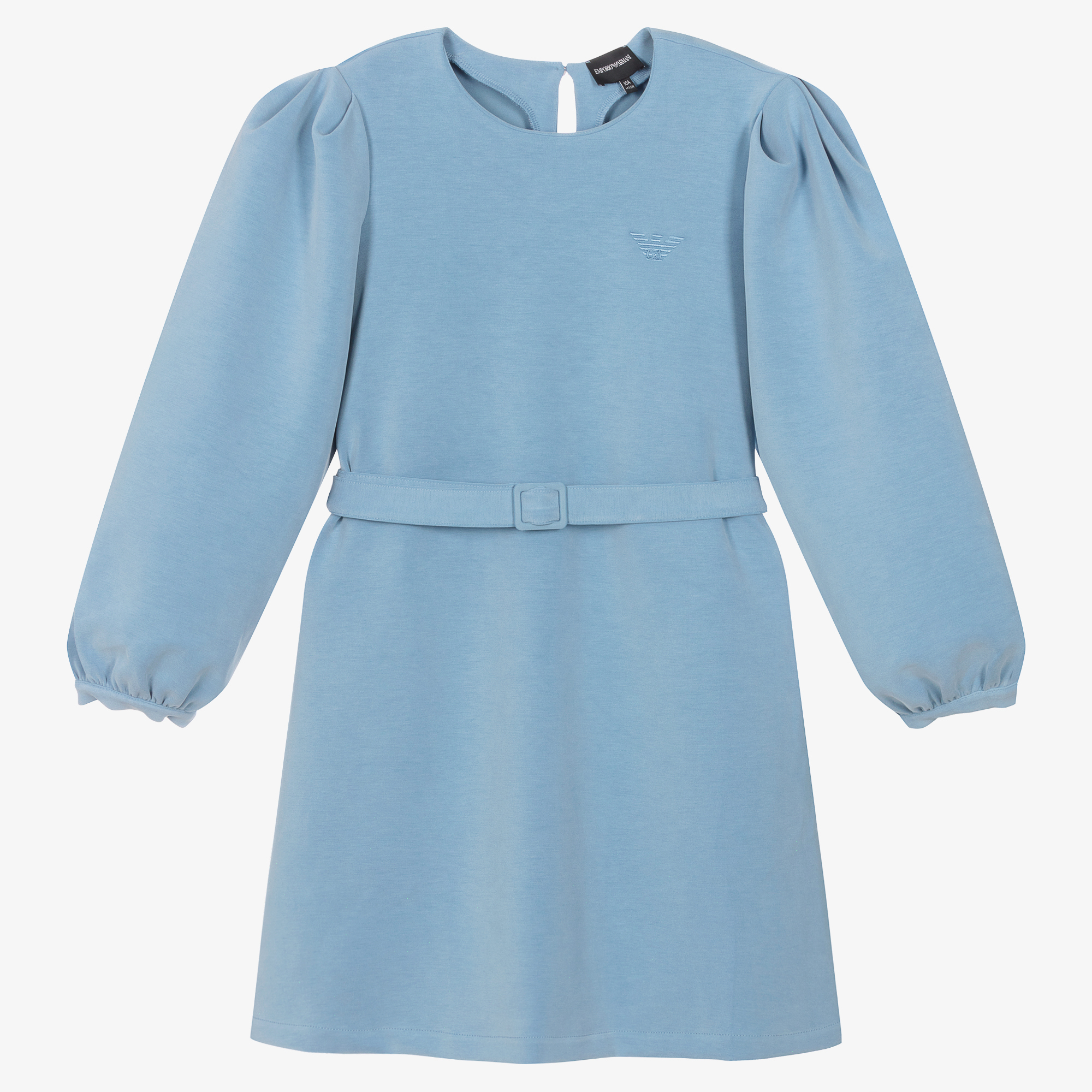 Emporio Armani Teen Girls Blue Puffed Sleeve Dress