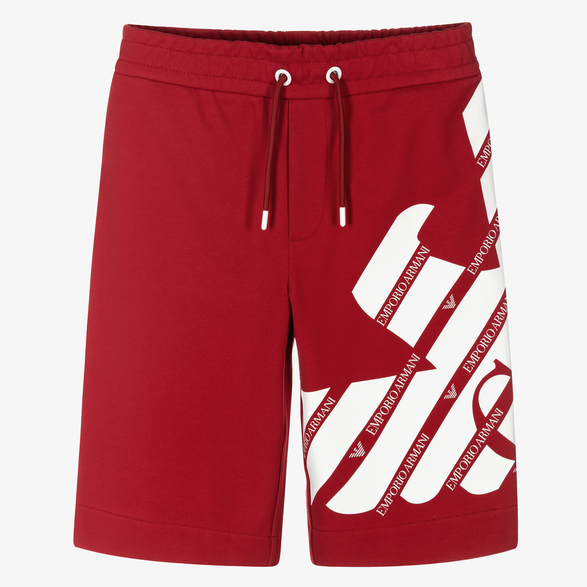 Emporio Armani - Teen Red Logo Jersey Shorts | Childrensalon Outlet