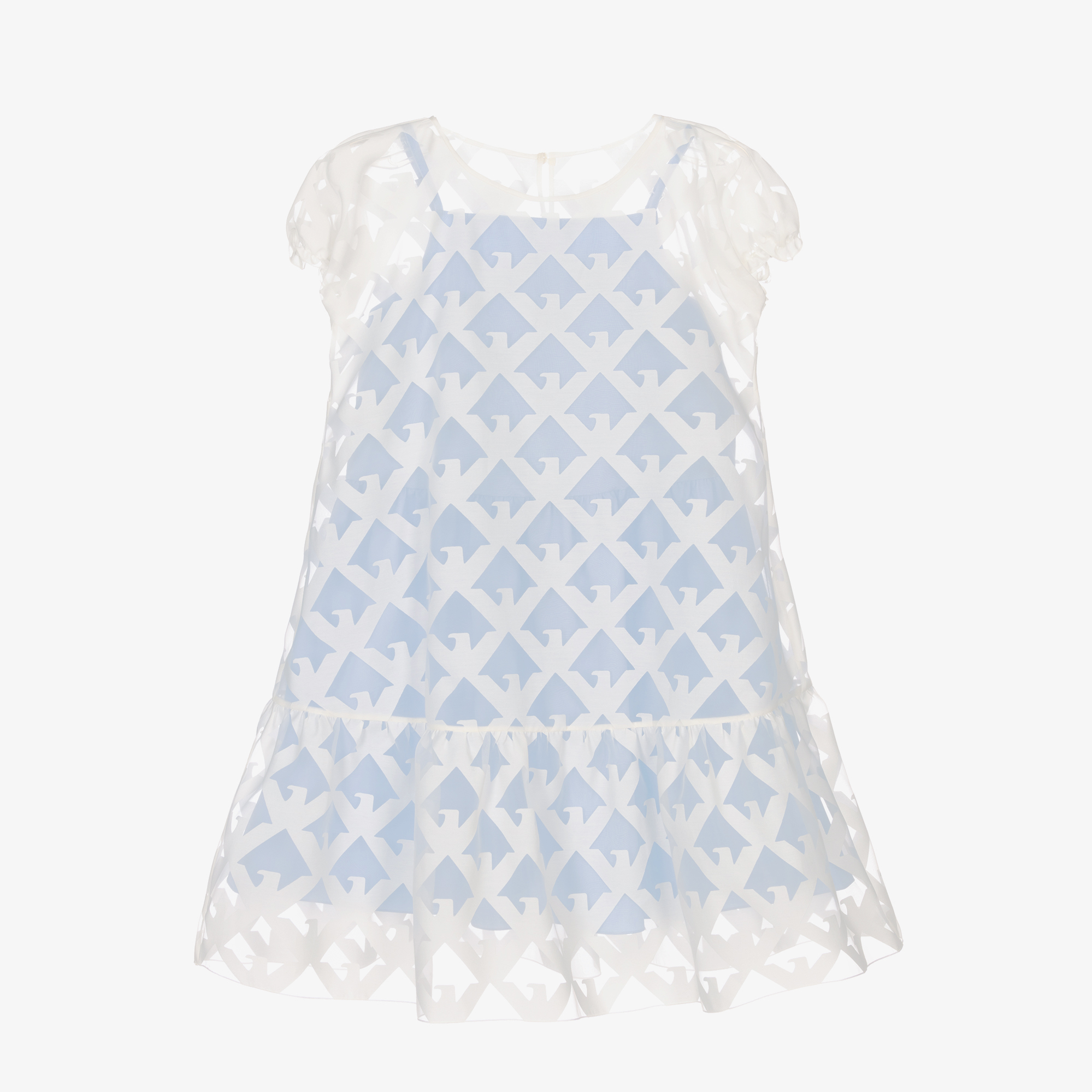 Emporio Armani - White & Blue Organza Dress | Childrensalon Outlet