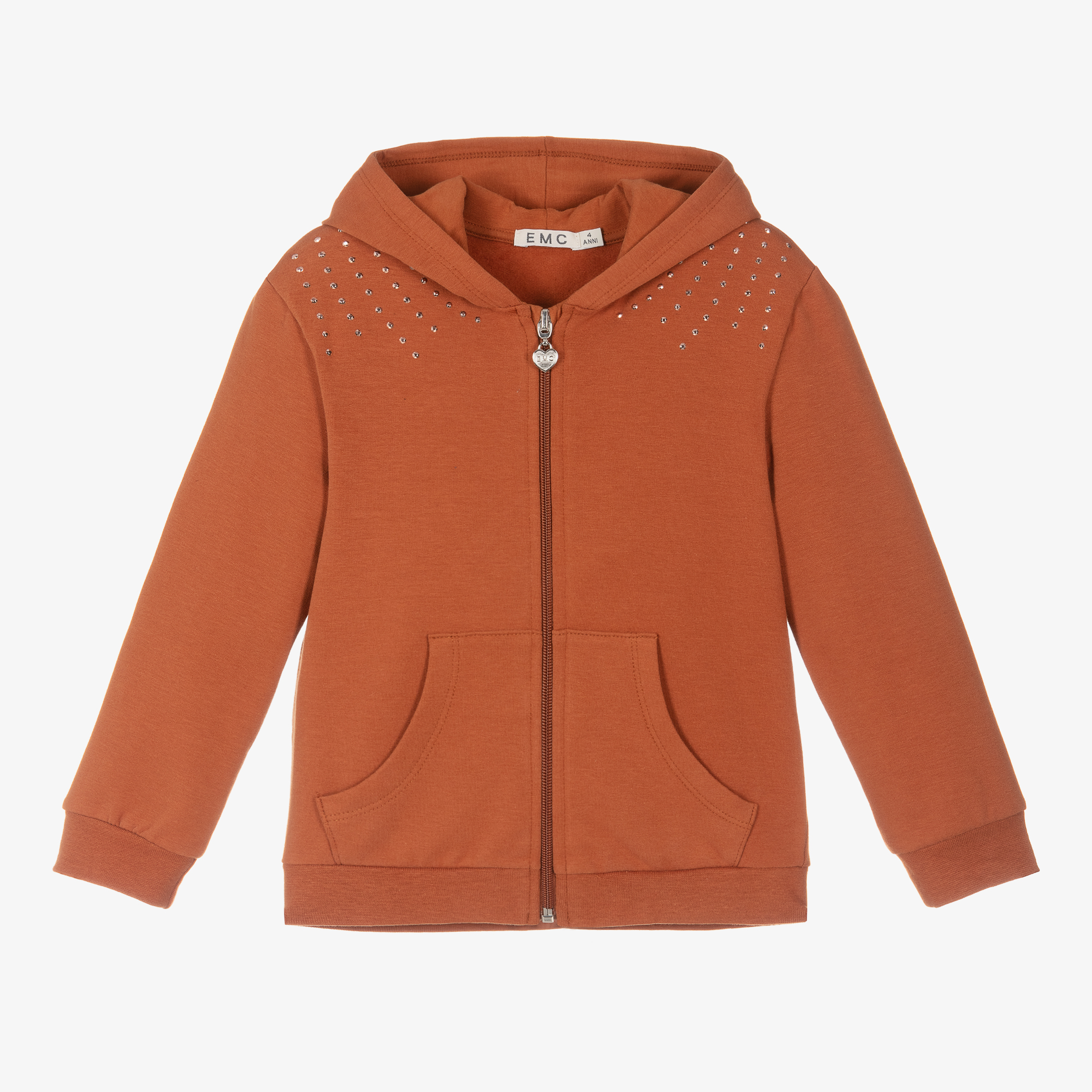 Everything Must Change Girls Deep Orange Cotton Zip Up Top