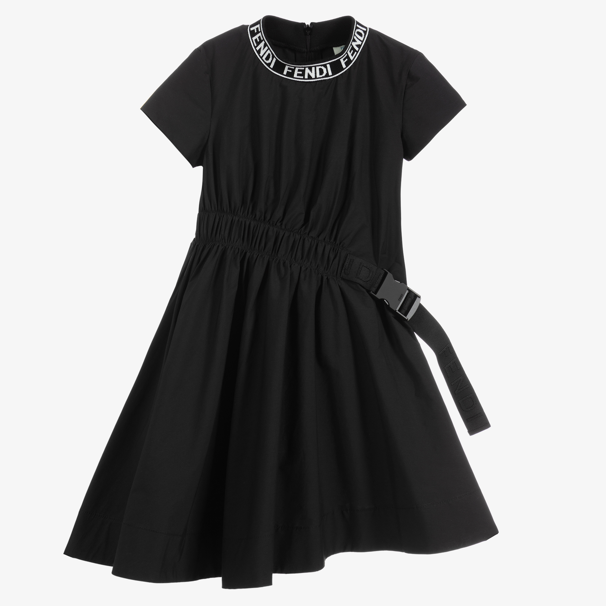 Fendi Black Cotton Logo Dress