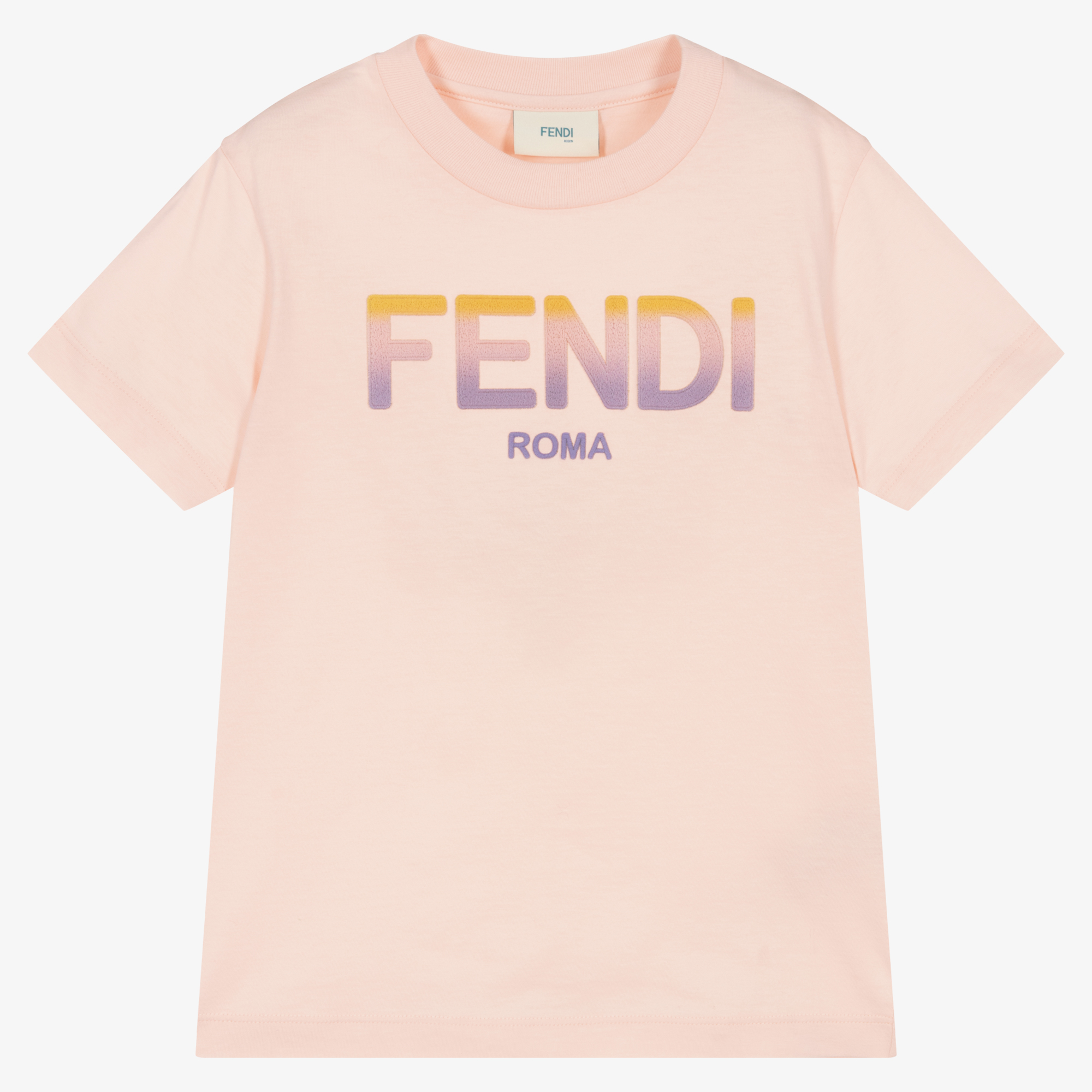 購入店舗 ☆FENDI☆Girls クロップドTシャツ（Orange/Pink）4-7Y