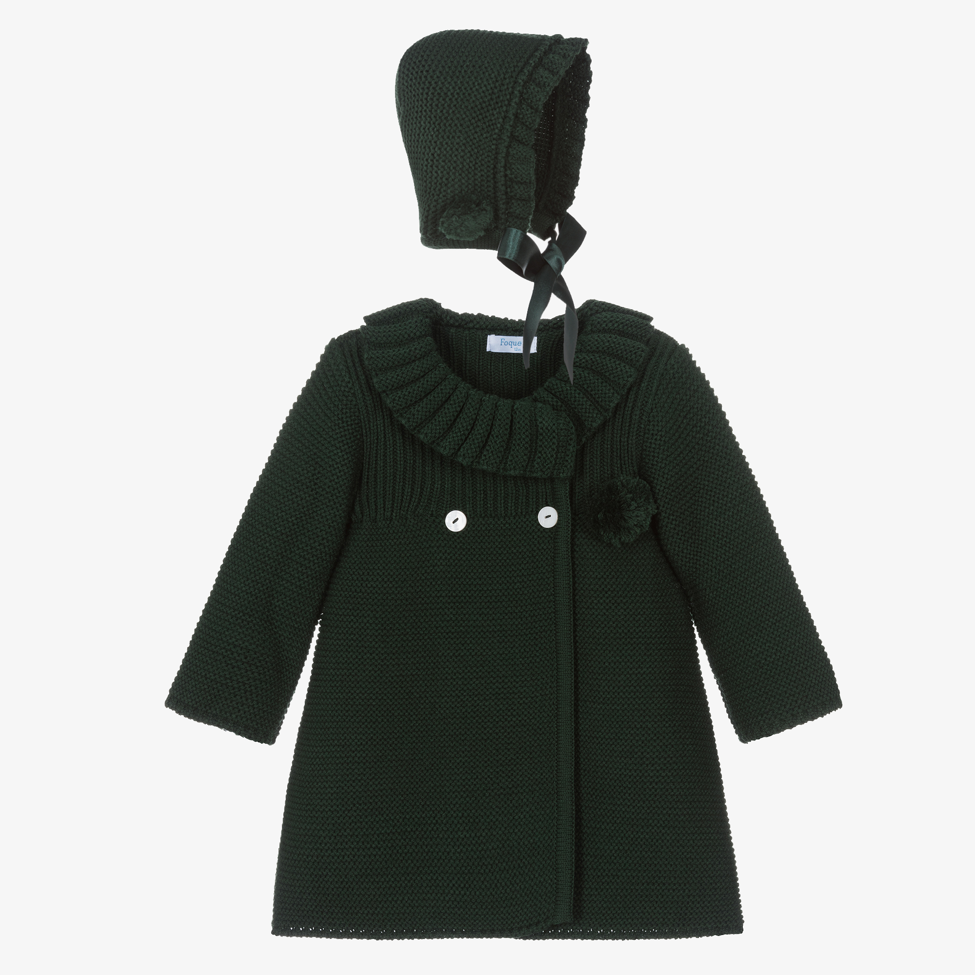 Foque - Girls Green Knitted Coat Set | Childrensalon Outlet