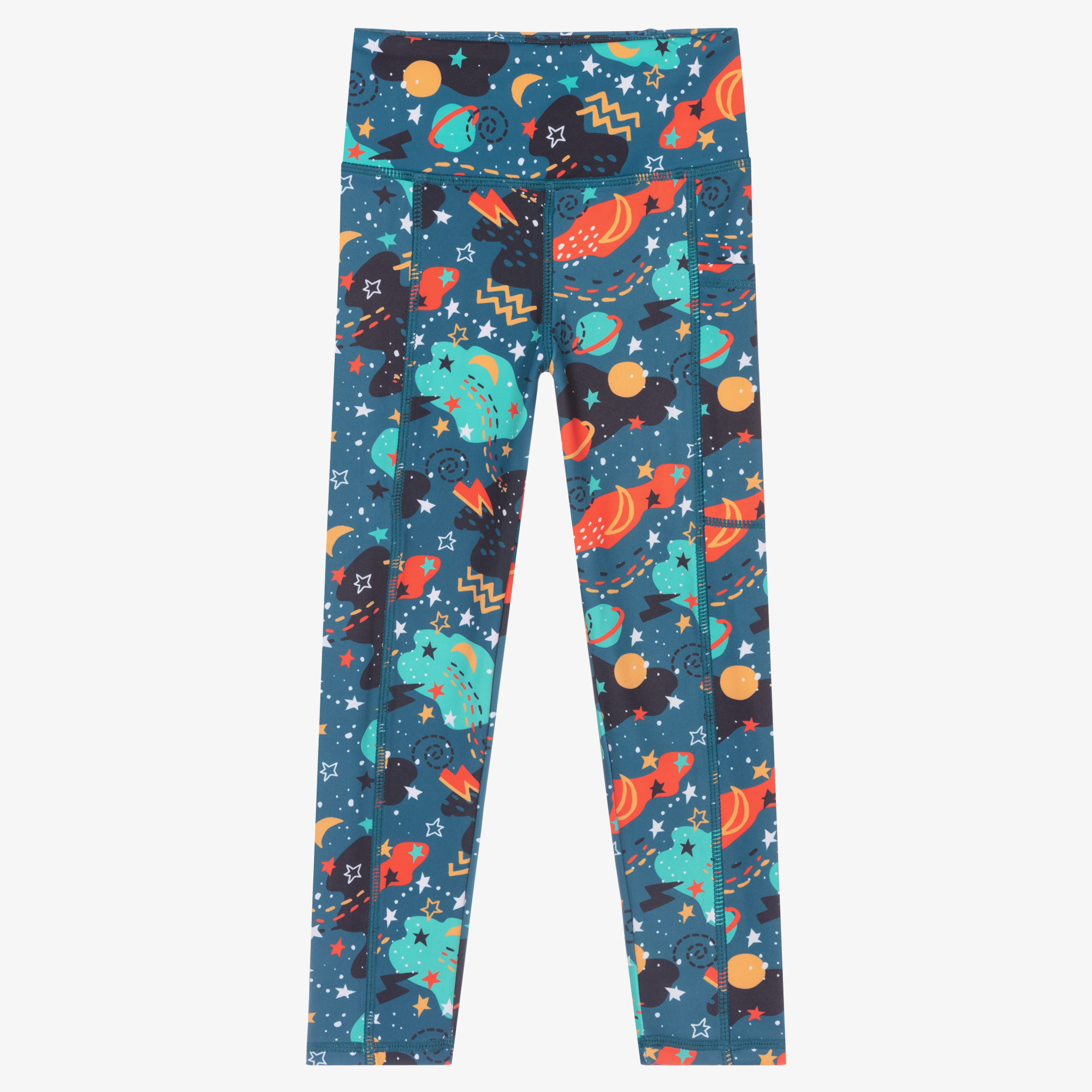 Frugi Girls Teal Blue Space Leggings Childrensalon Outlet