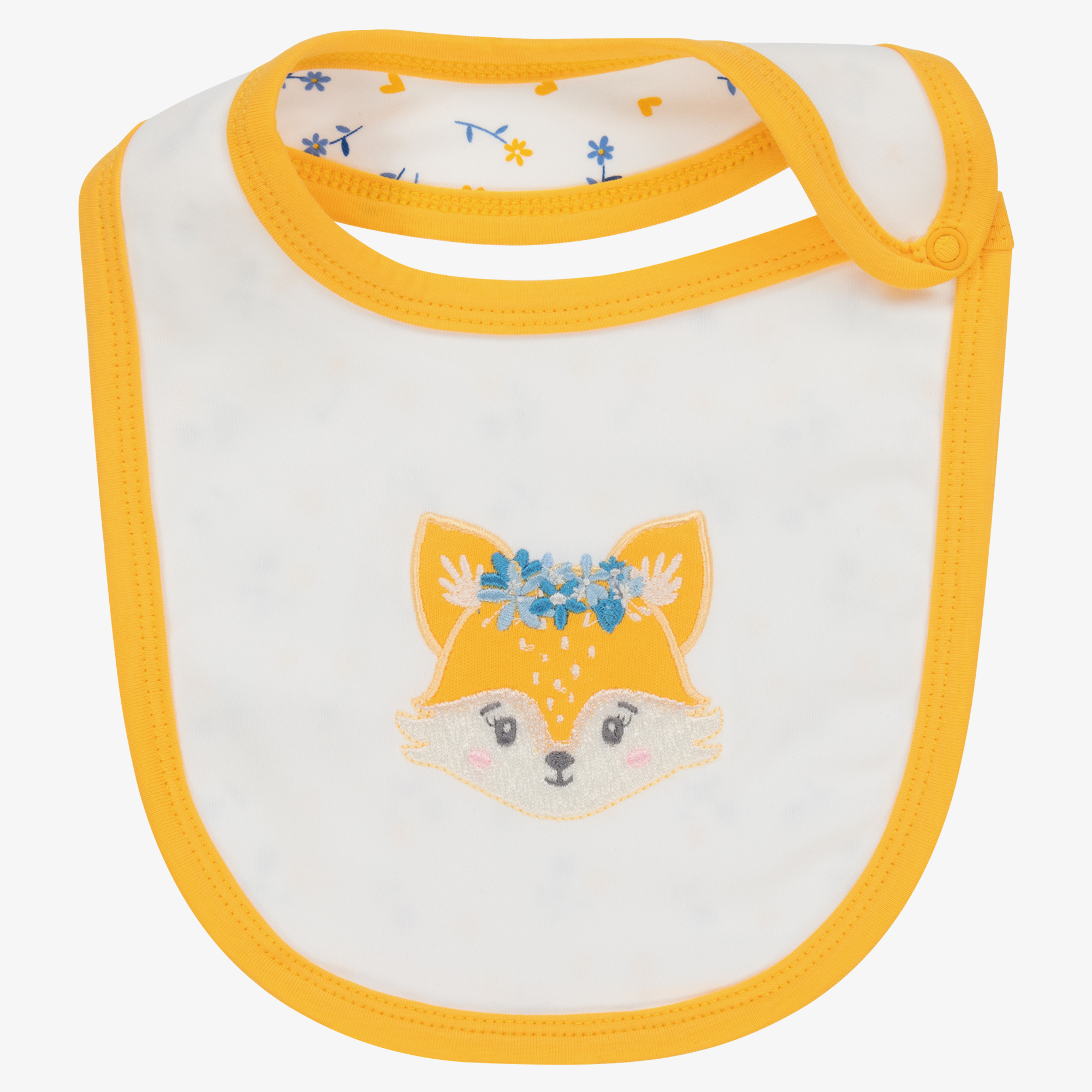 White Bib For Babies With Yellow Logo