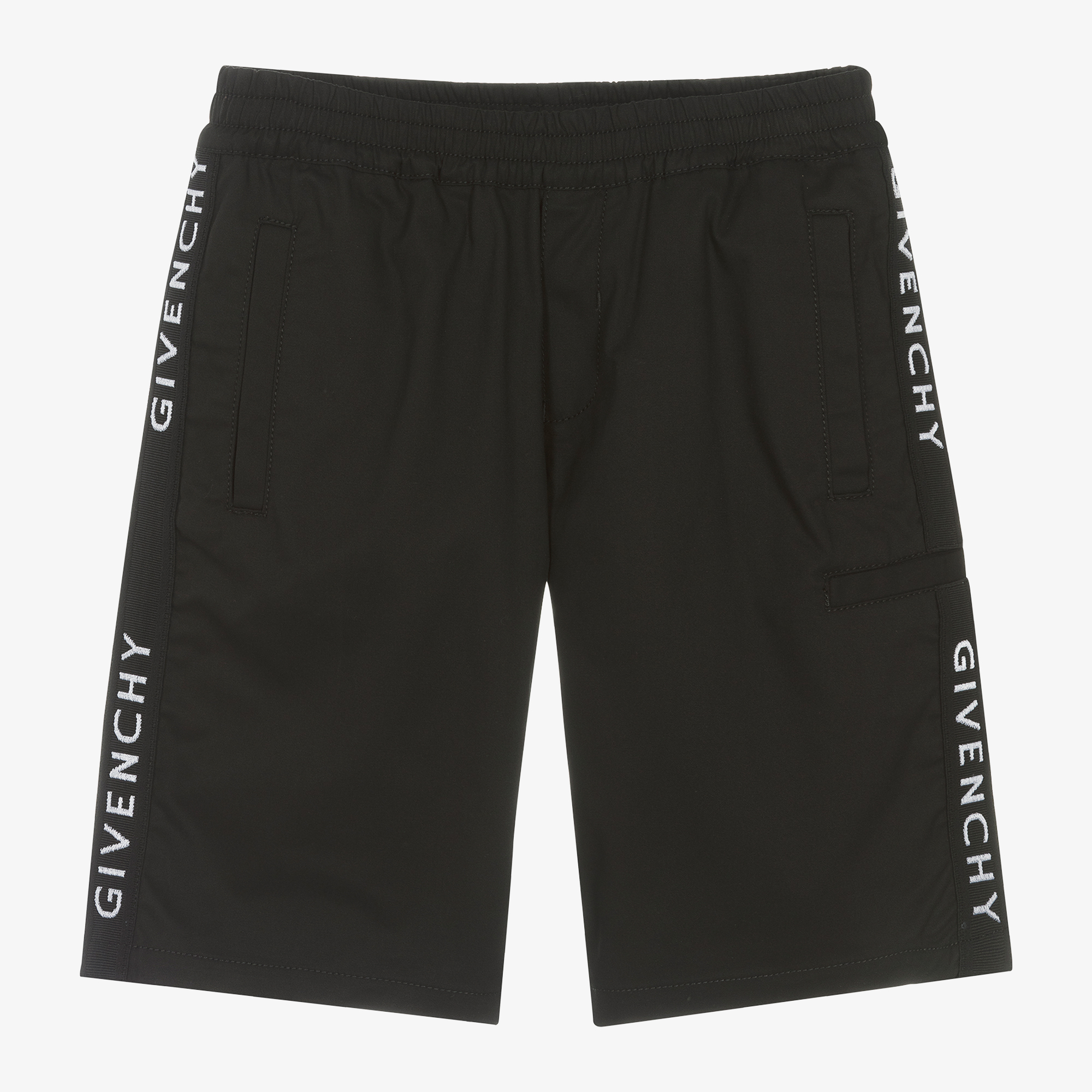 Givenchy Teen Boys Black Cotton Twill Shorts