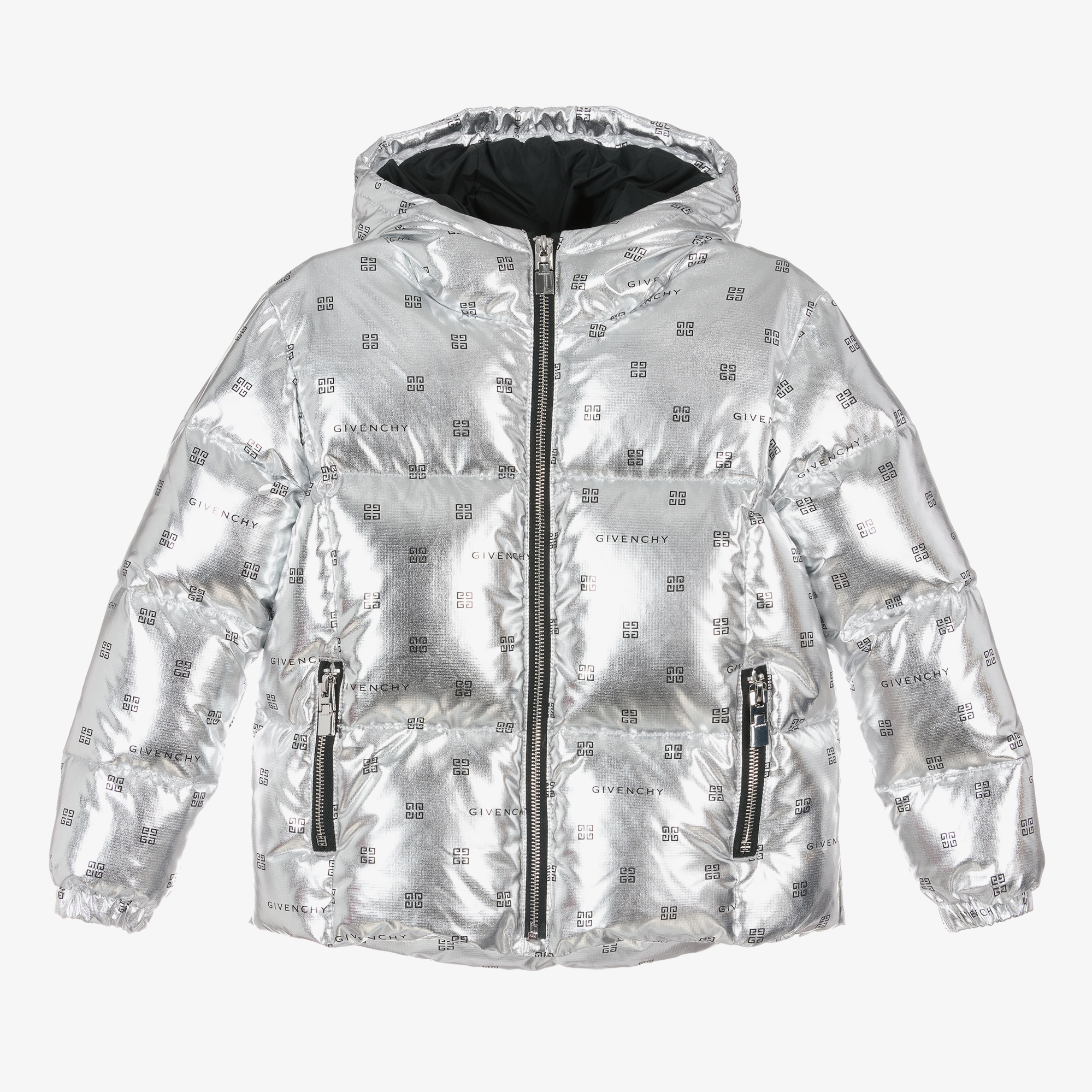Givenchy - Teen Girls Silver 4G Puffer Jacket | Childrensalon Outlet