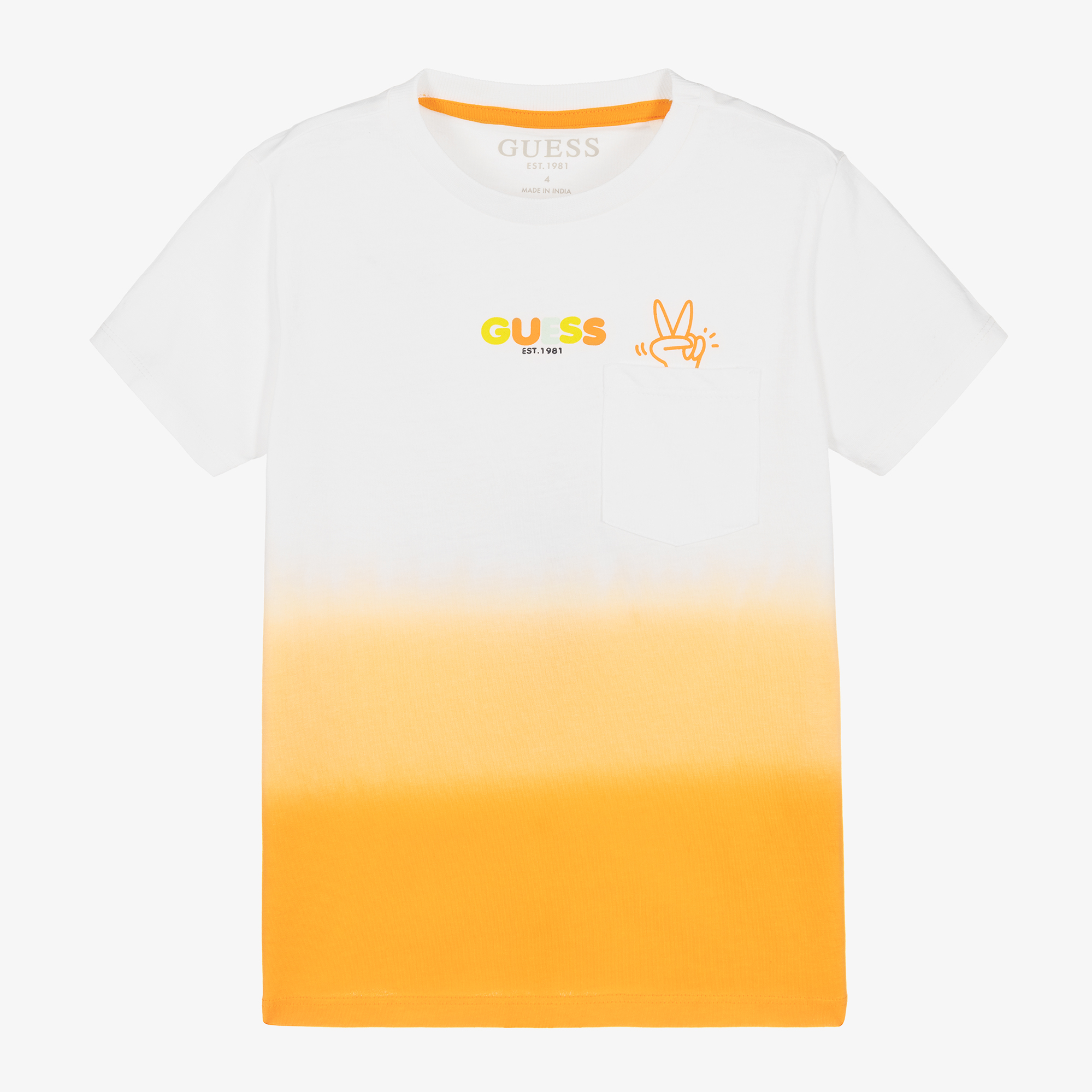 Orange and white guess shirt on sale