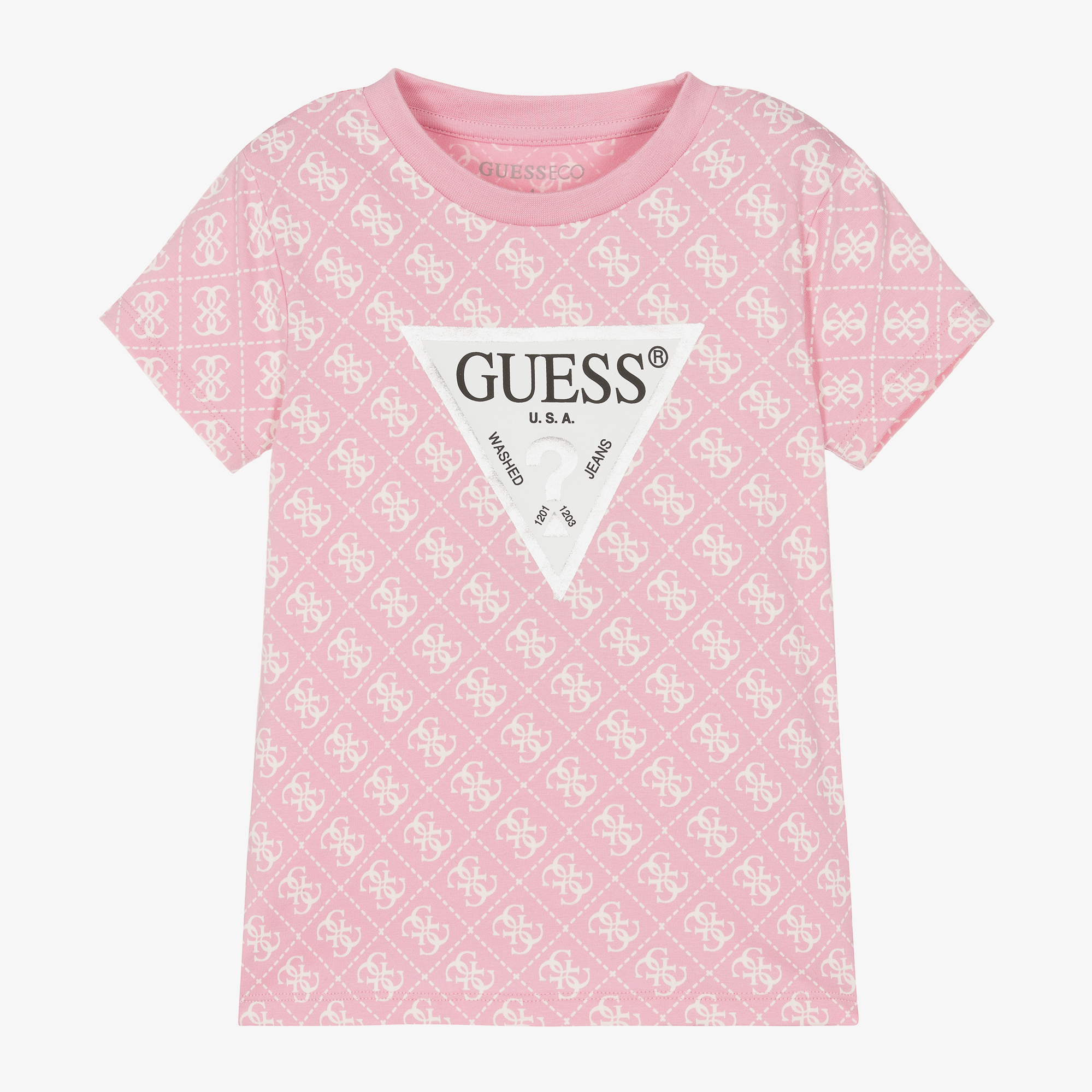 Guess Girls Pink Cotton 4G T Shirt