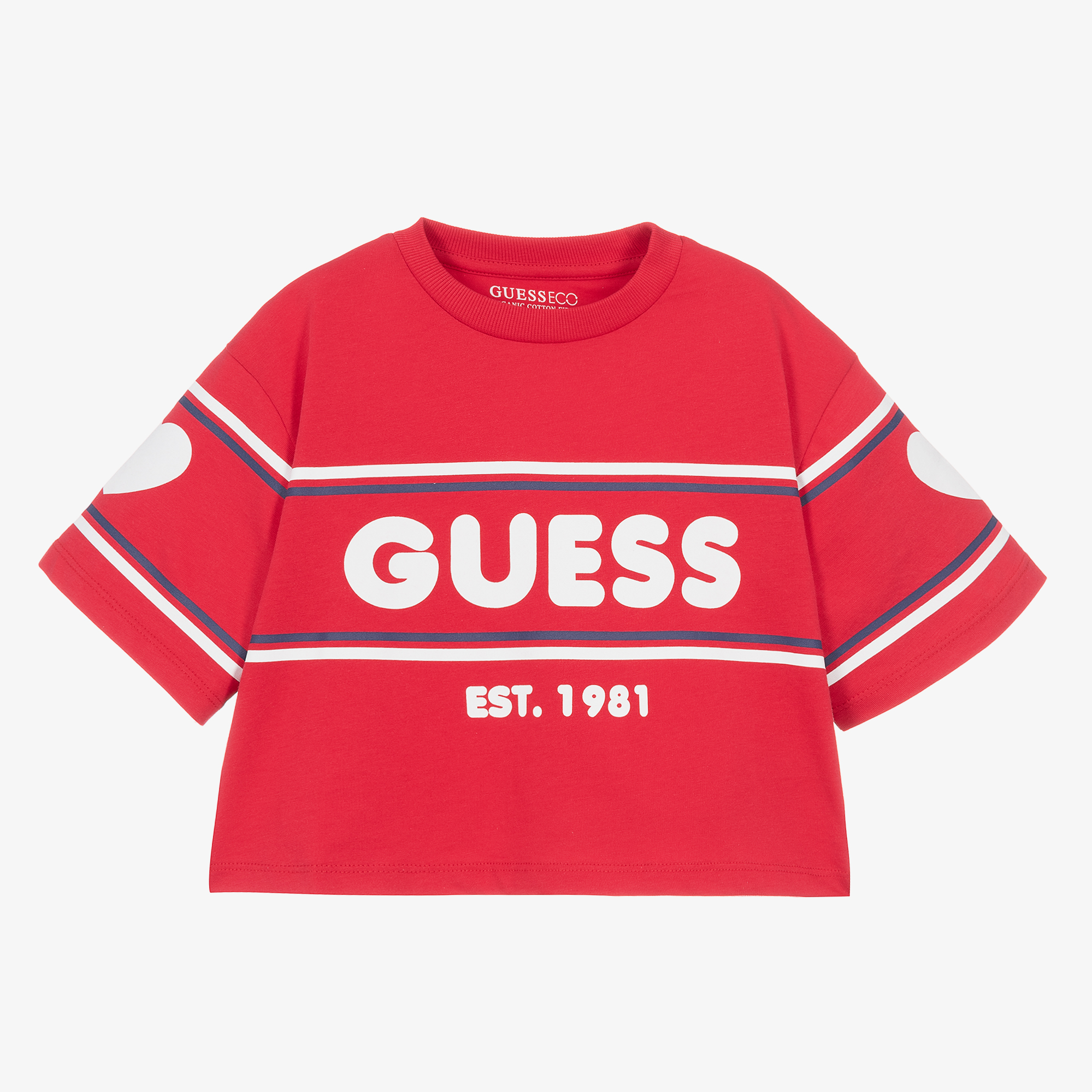 White and store red guess shirt