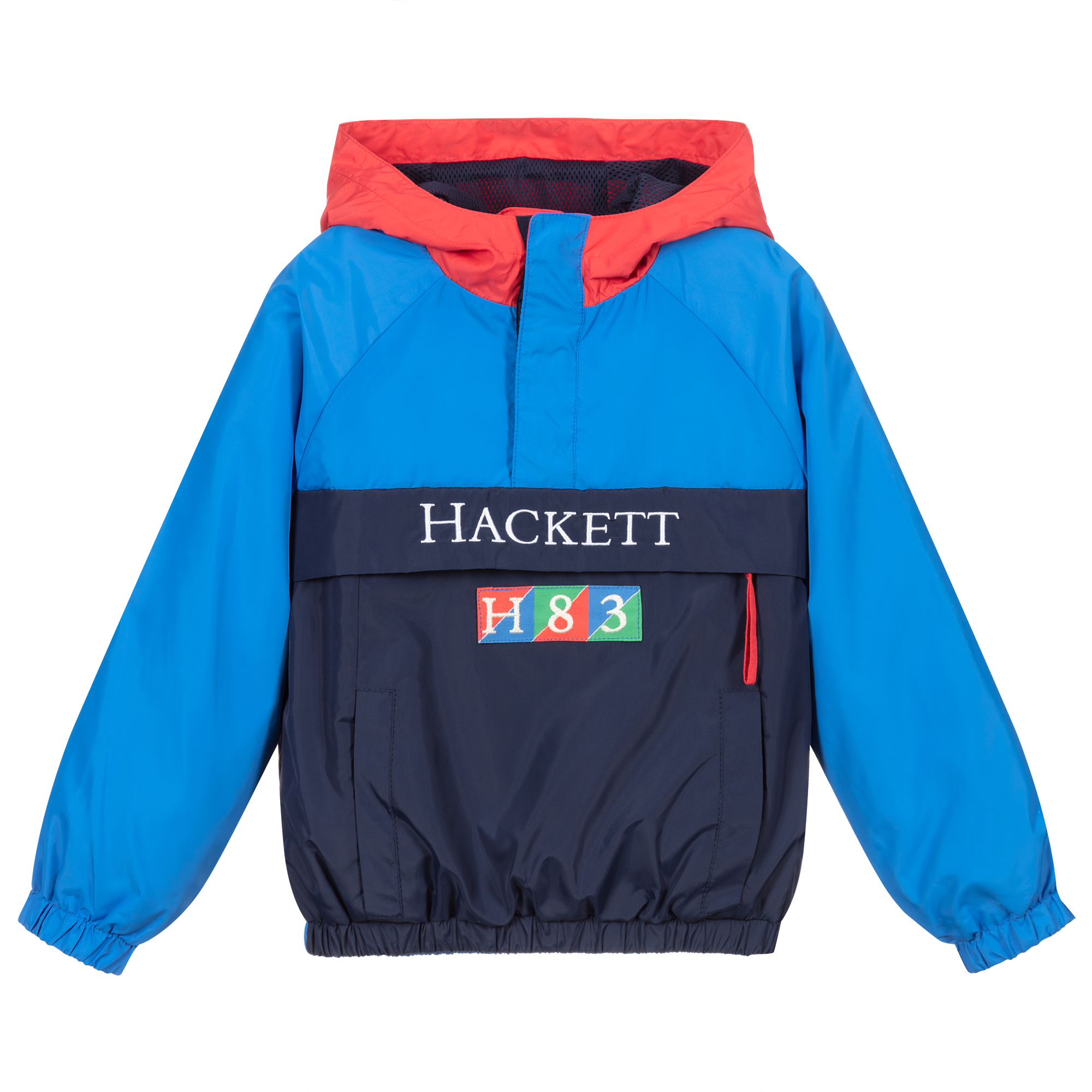 Hackett London Blue & Red Hooded Windbreaker