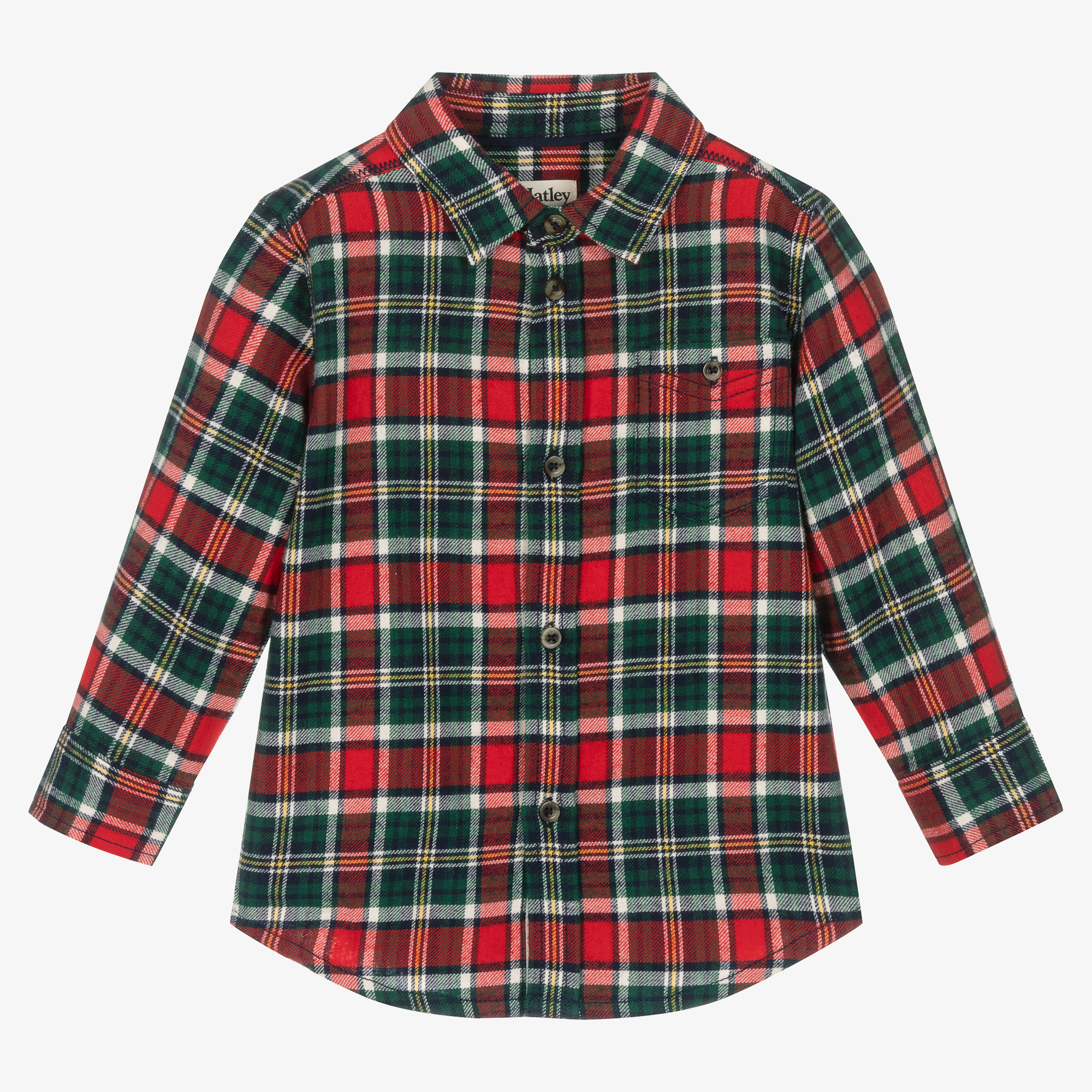 Cotton Flannel Shirt - Green/checked - Kids