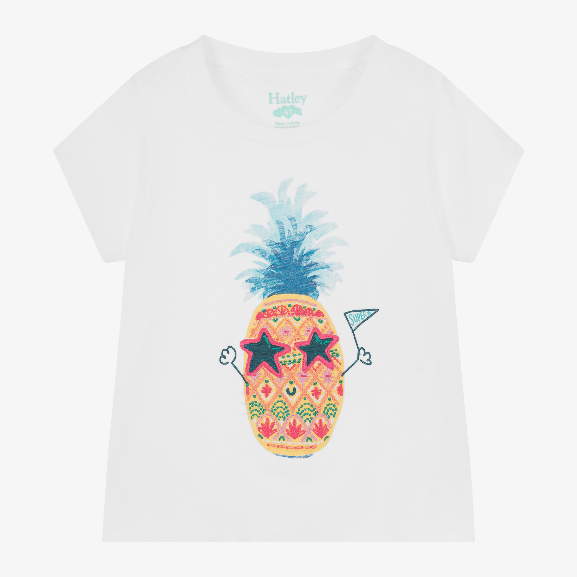 Hatley Girls White Cotton Pineapple T Shirt