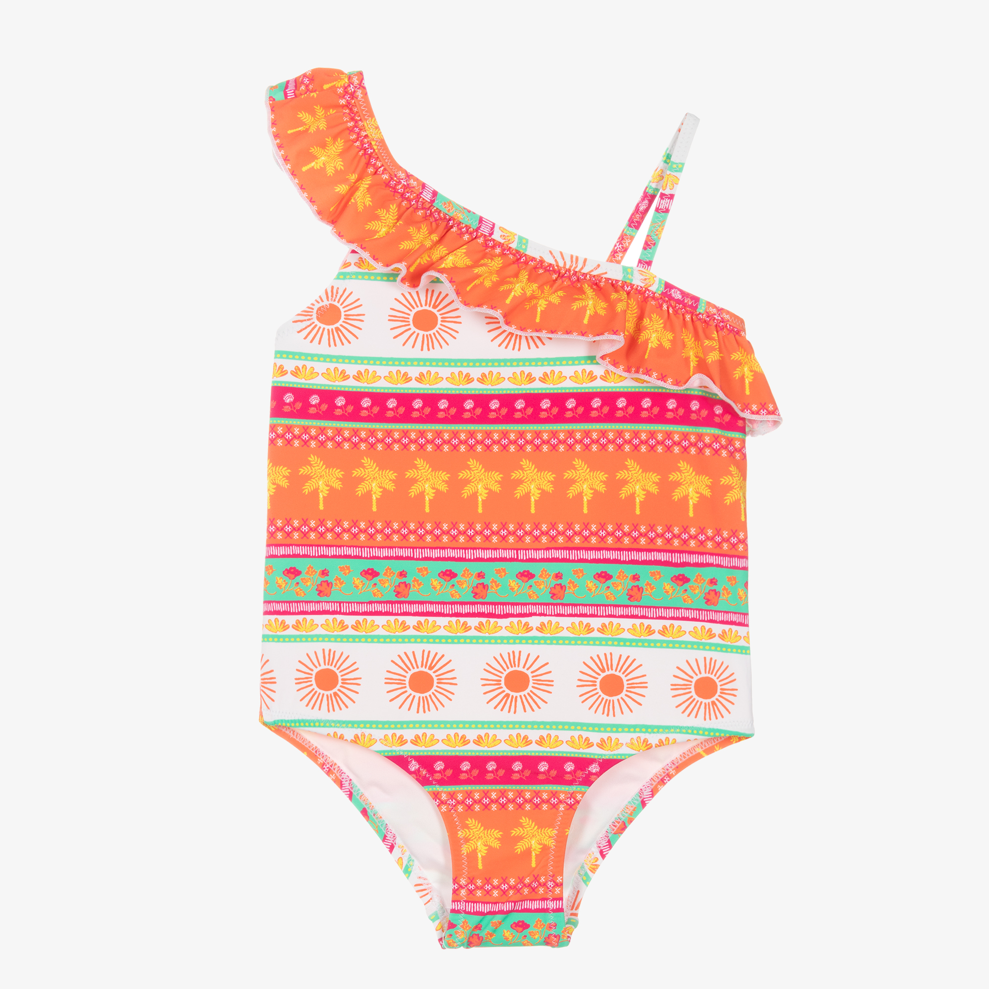 Hatley Girls White Tropical Swimsuit UPF50