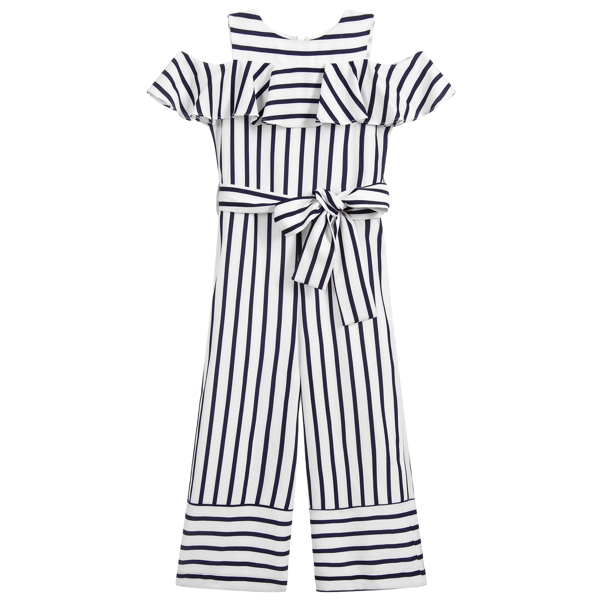 iDO Junior Girls Blue Striped Jumpsuit Childrensalon Outlet