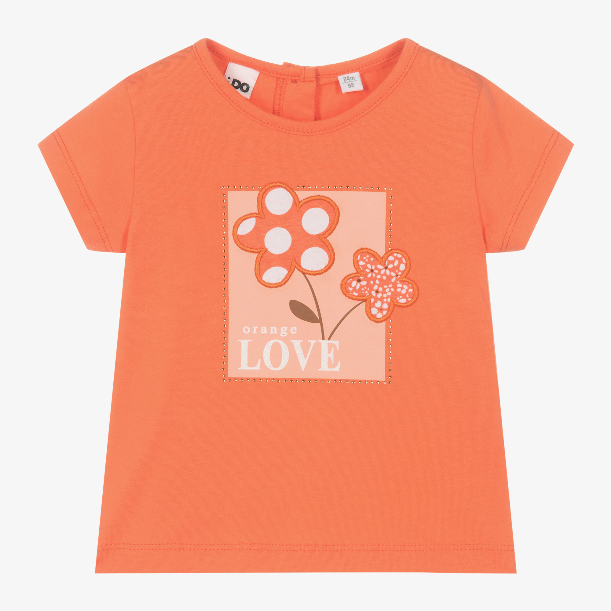 iDO Girls Orange Cotton Flower T Shirt Childrensalon Outlet