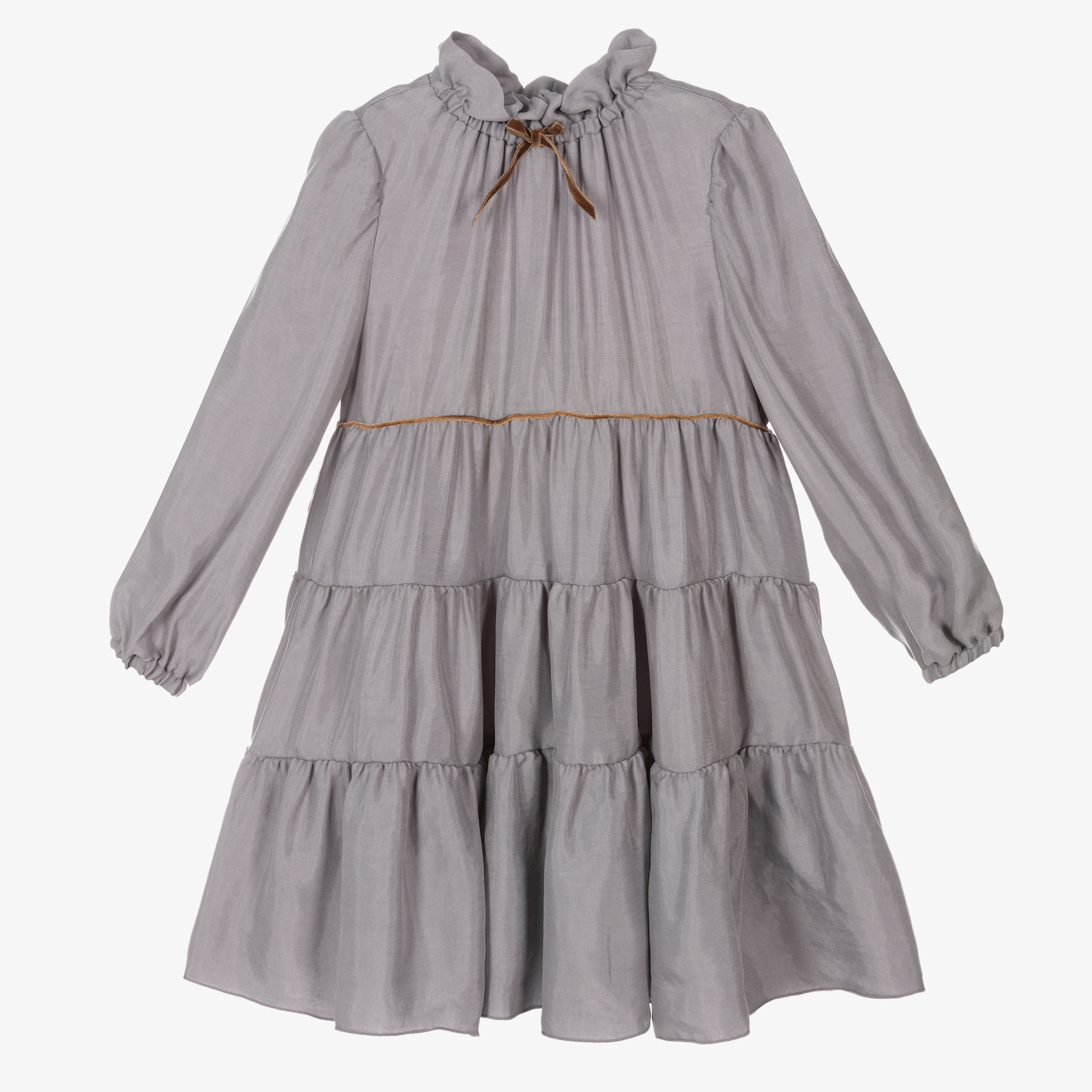 Il Gufo - Girls Grey Tiered Dress | Childrensalon Outlet