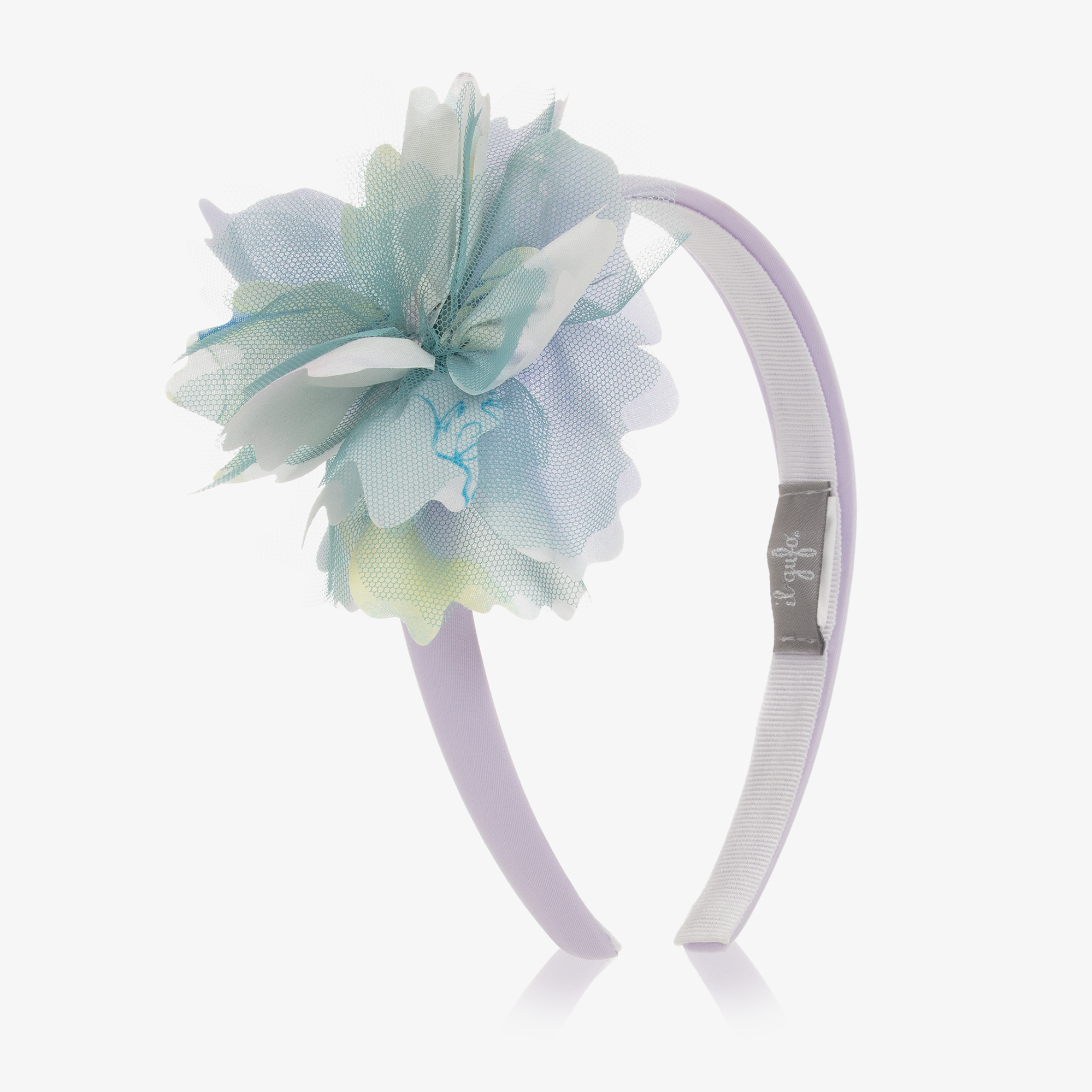 Il Gufo floral-appliqué silk headband - White