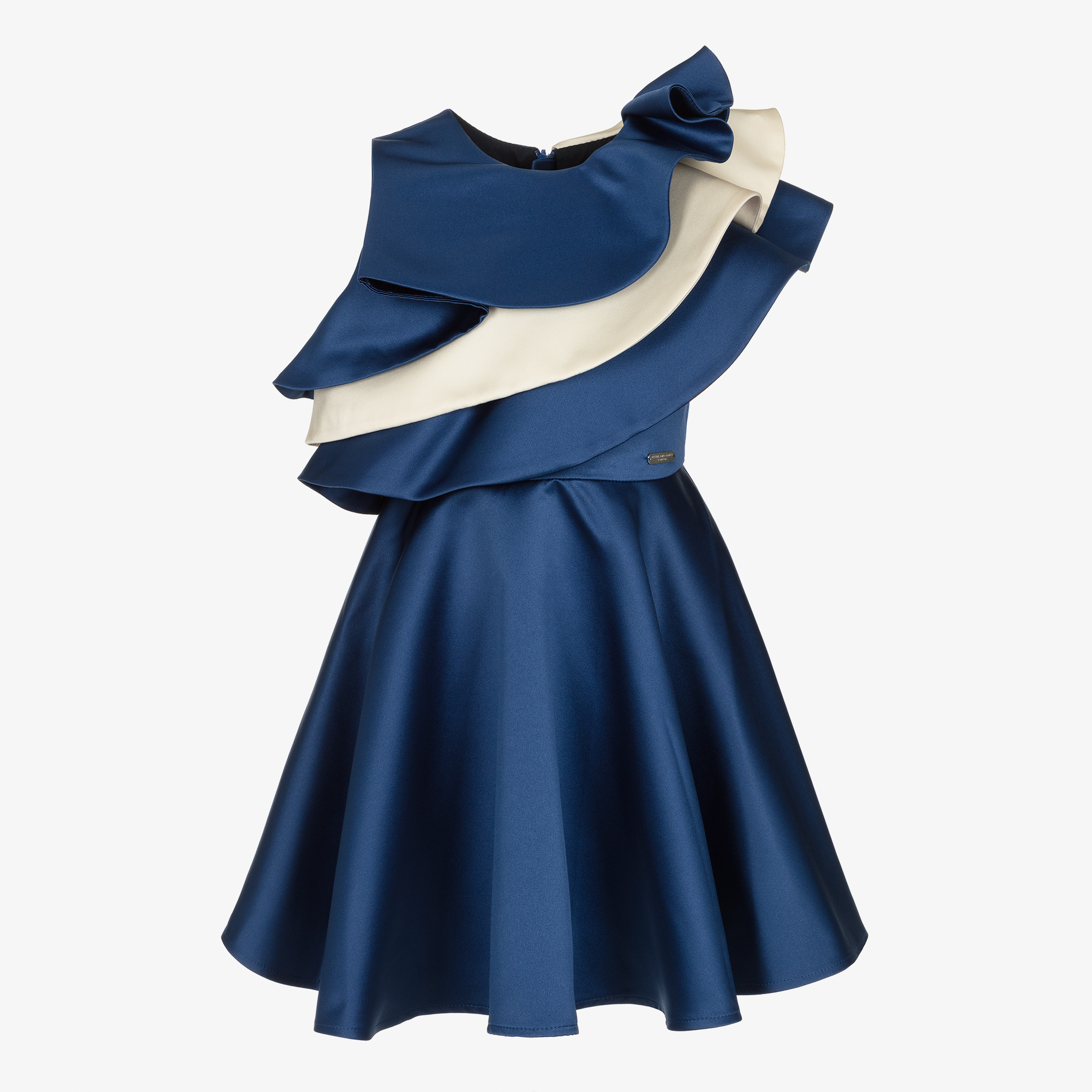 Jessie and James London Girls Royal Blue Satin Ruffle Dress