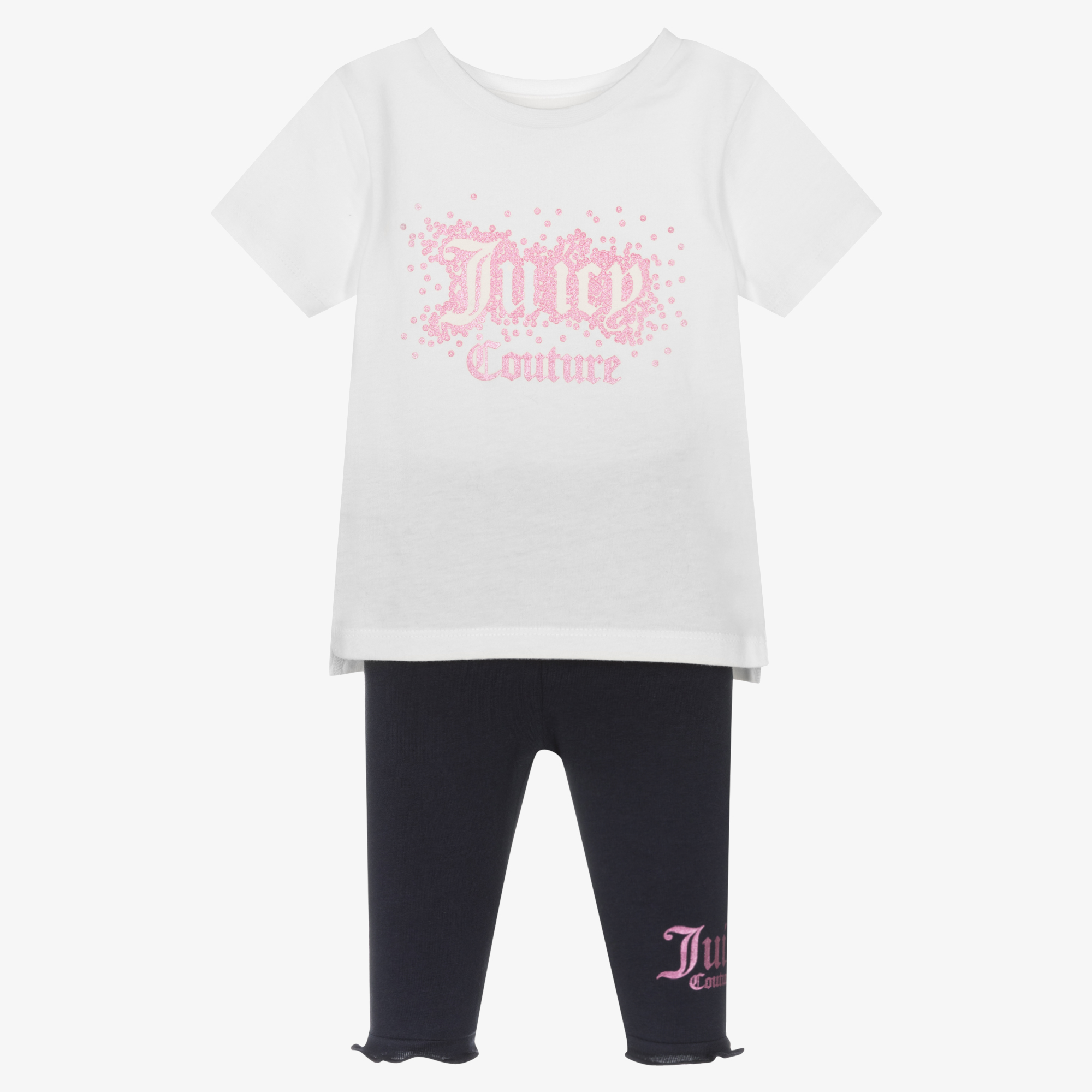Juicy Couture - Baby Girls White & Blue Cotton Leggings Set