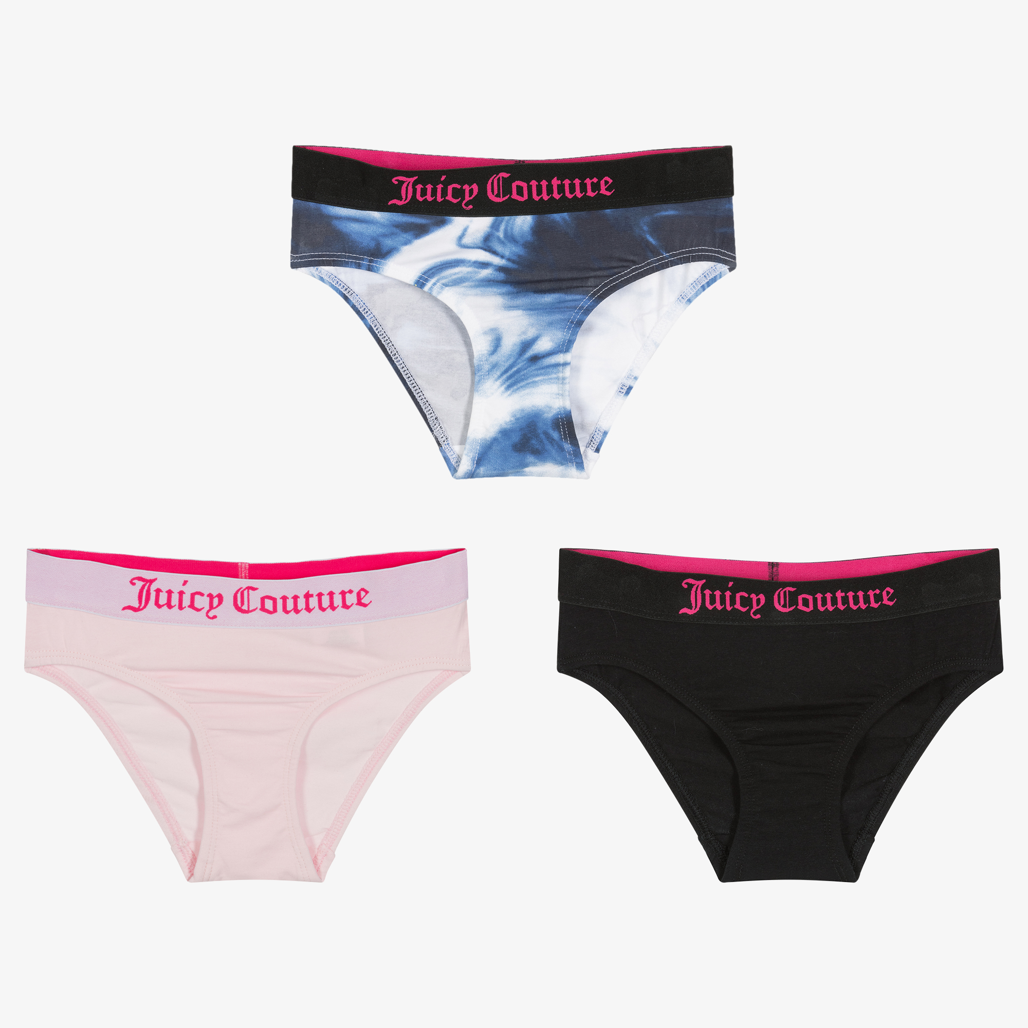 JUICY COUTURE 3Pack Women M L XL Foil Logo Satin No Panty Lines Black Pink  Fuchs
