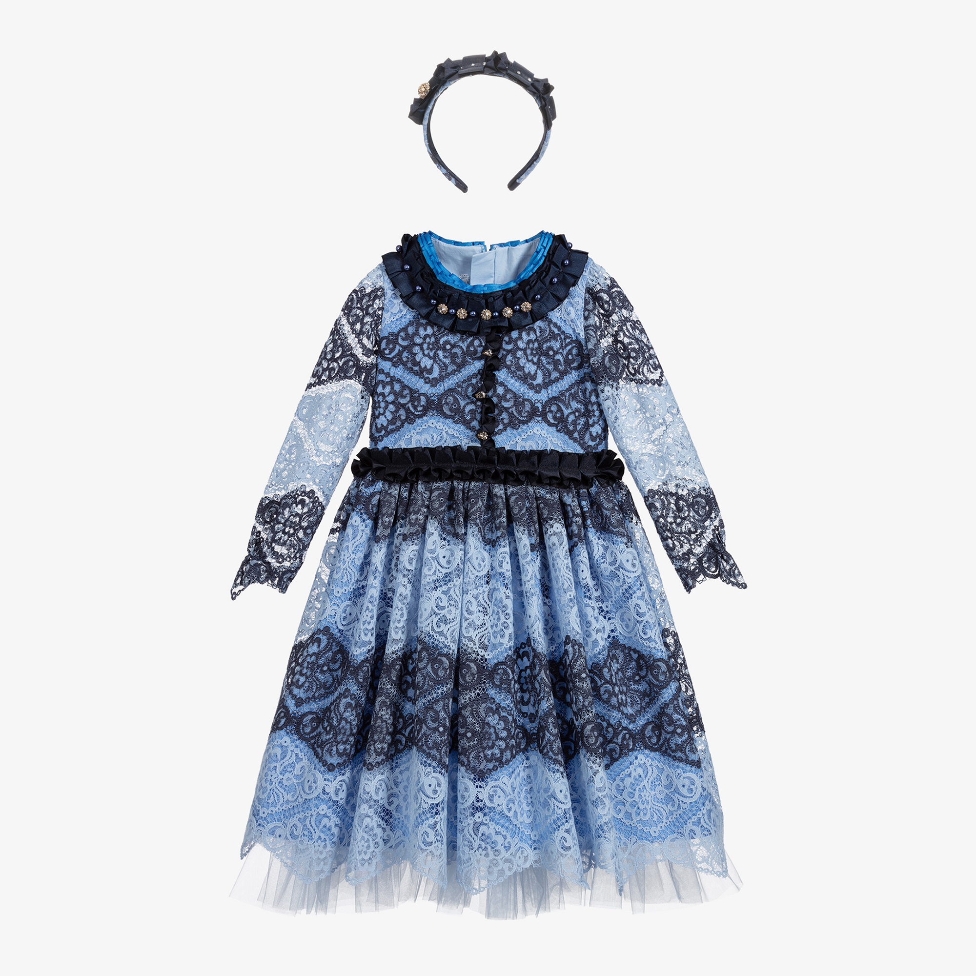 Ladies blue lace dress best sale