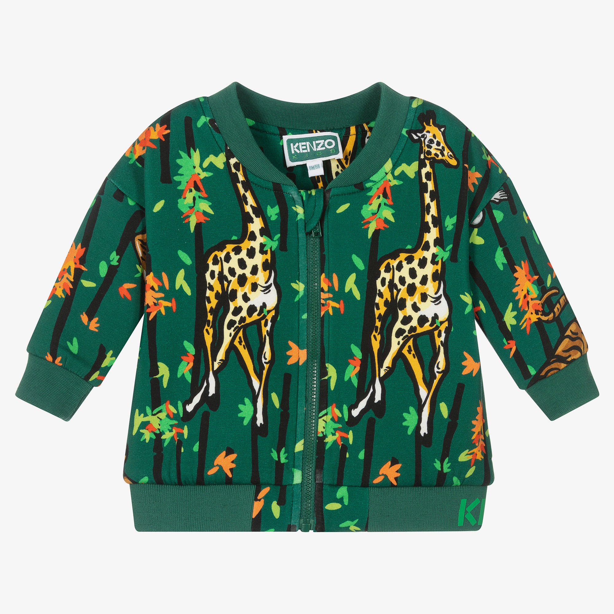 KENZO KIDS Boys Green Cotton Zip-Up Top