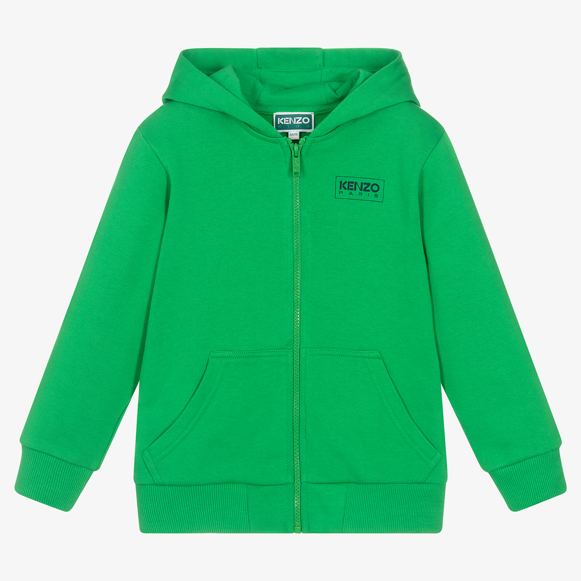 KENZO KIDS Boys Green Zip-Up Hoodie