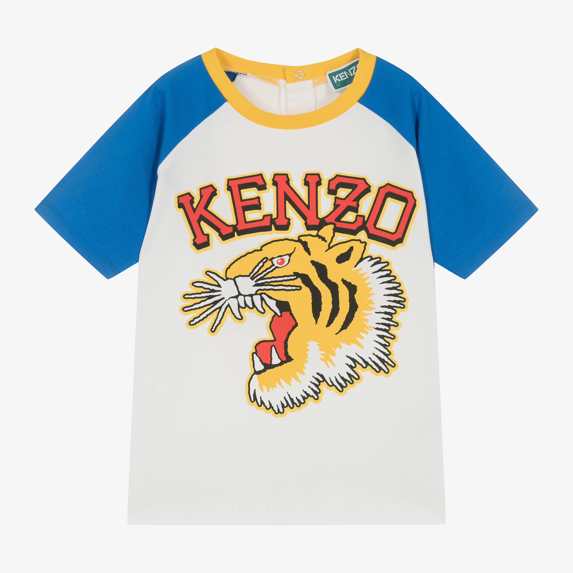 KENZO KIDS Boys Ivory Cotton Varsity Tiger T Shirt Childrensalon Outlet