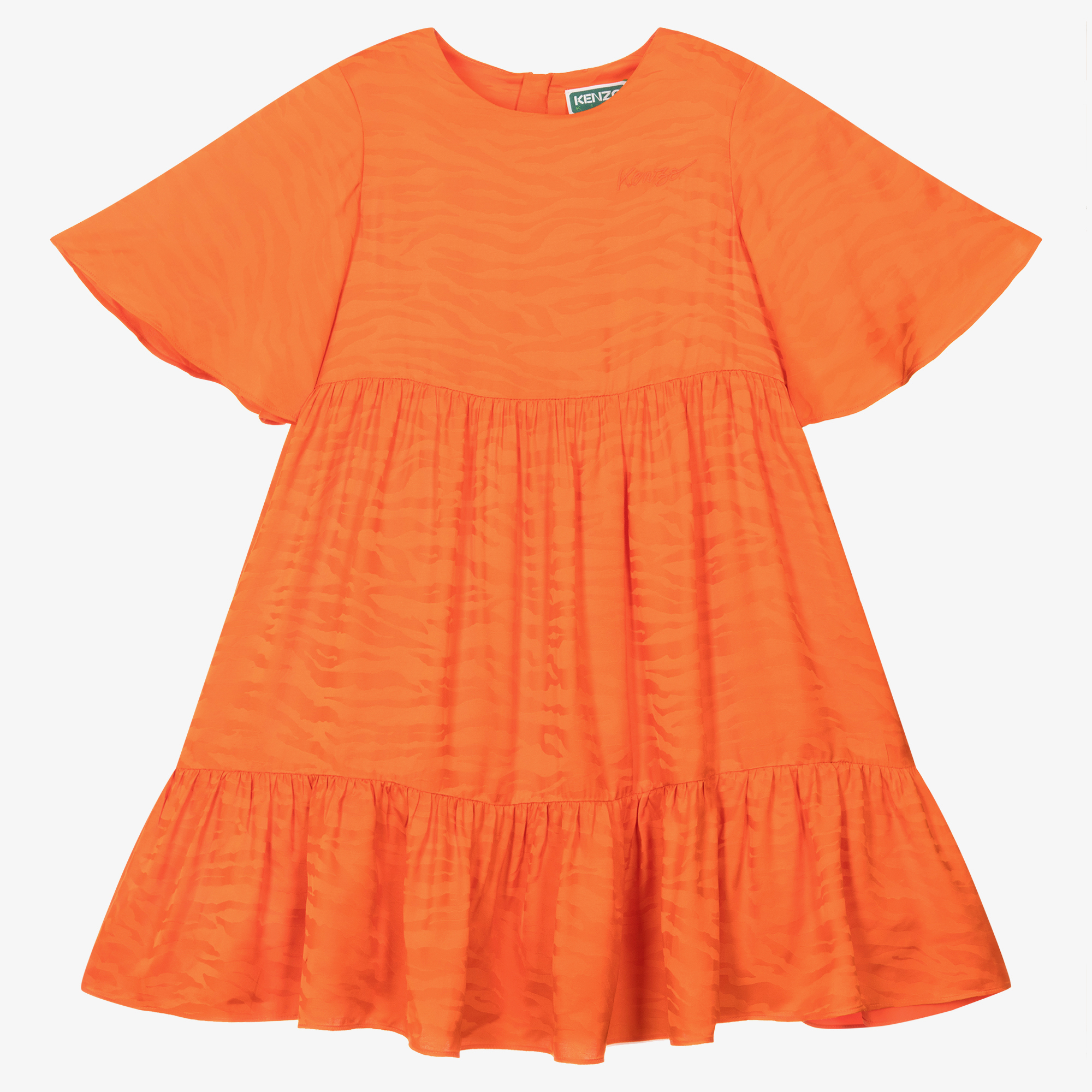 Kenzo Kids logo-print flared minidress - Orange