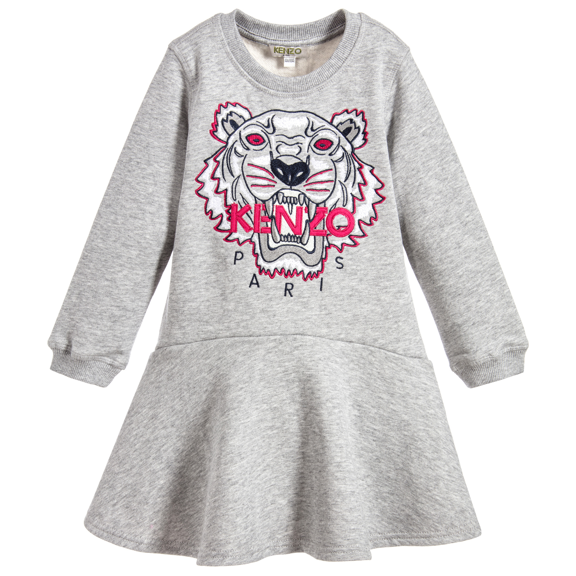 KENZO KIDS Grey Tiger Sweatshirt Dress Childrensalon Outlet