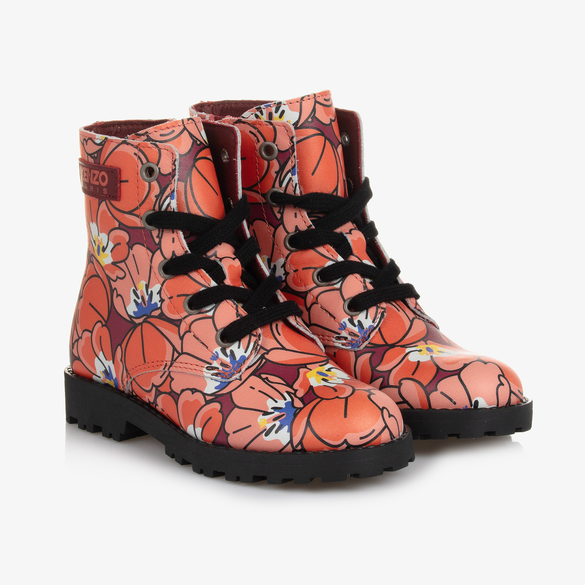 Floral leather boots popular