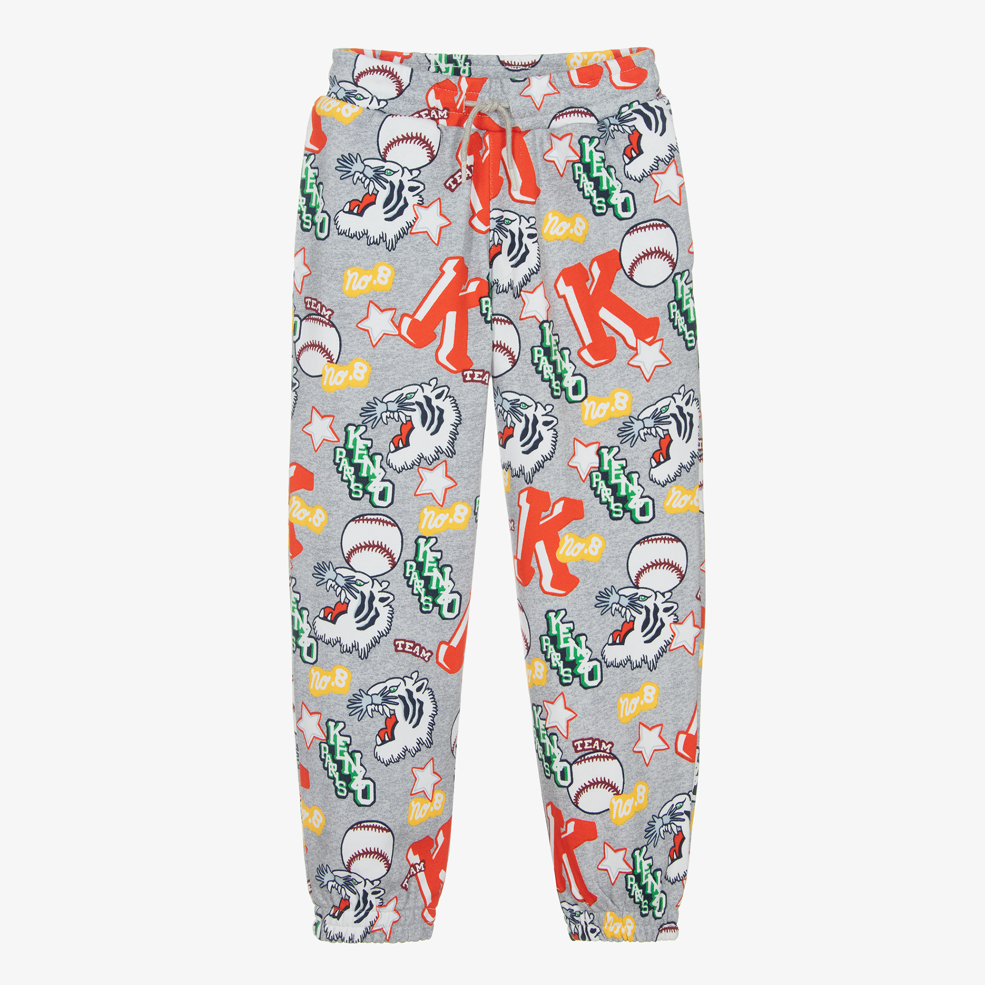 KENZO KIDS Teen Boys Grey Cotton Varsity Tiger Joggers