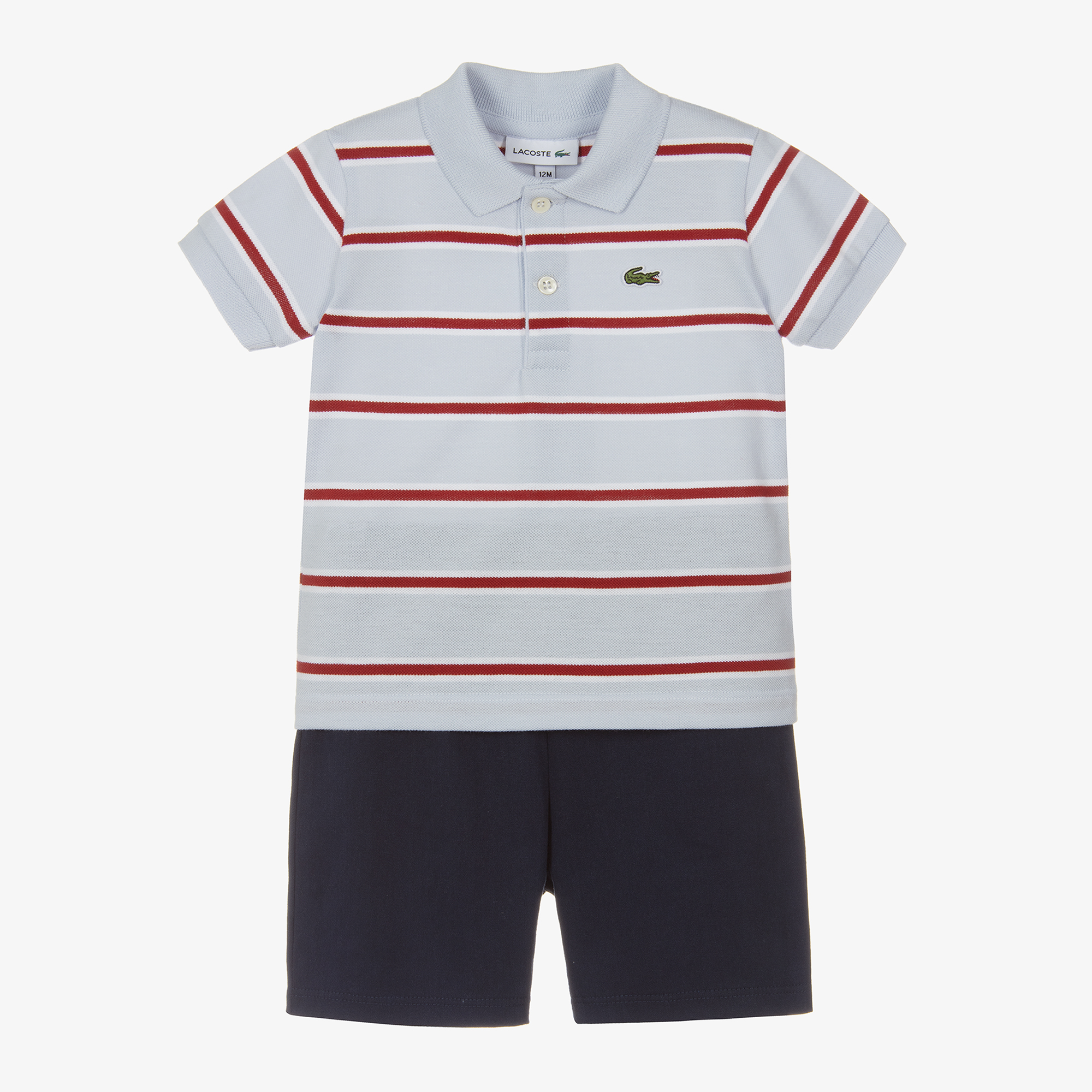 Lacoste Baby Boys Blue Cotton Shorts Set Childrensalon Outlet