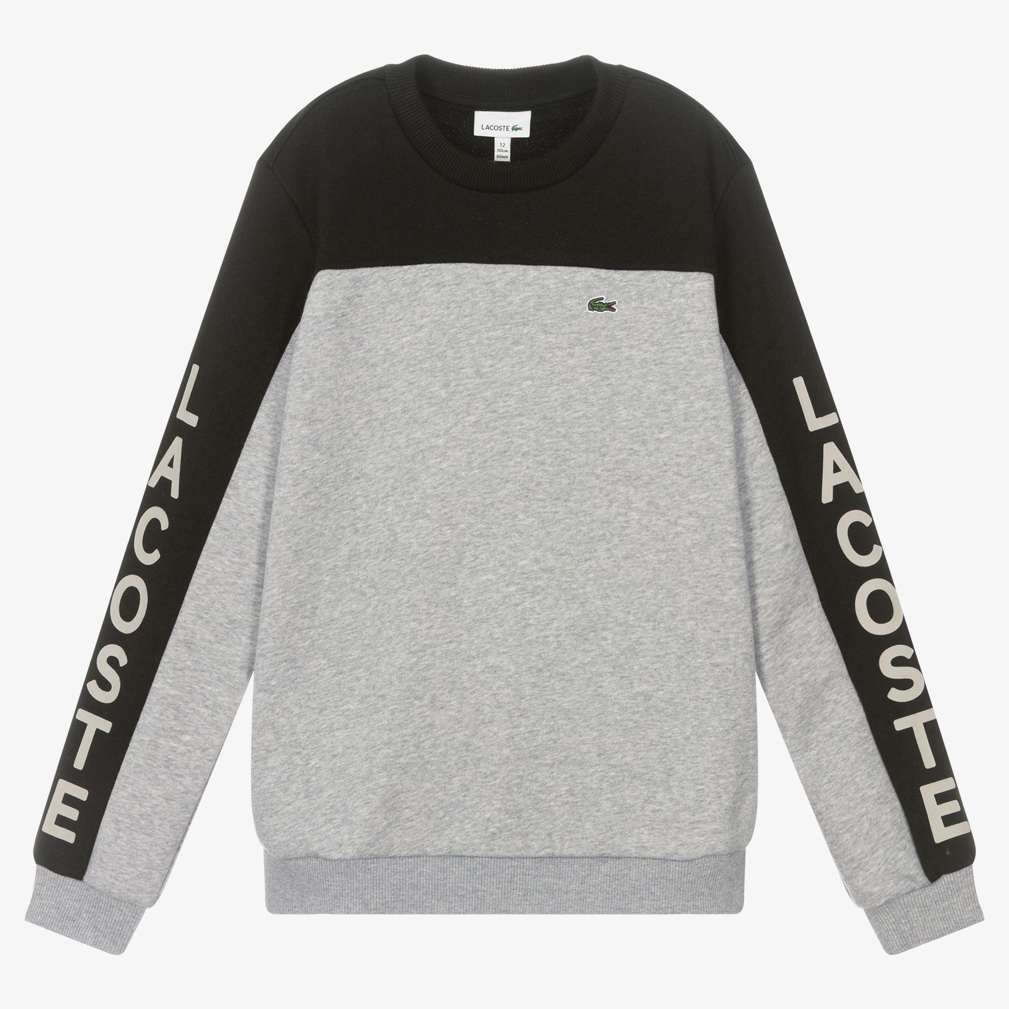 Lacoste Teen Boys Grey Black Logo Sweater