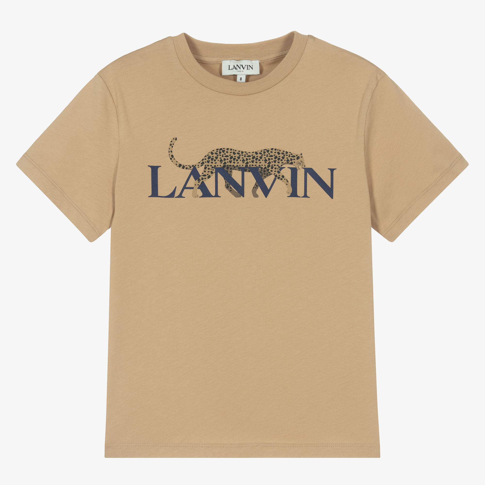 Lanvin Boys Beige Leopard Organic Cotton T Shirt