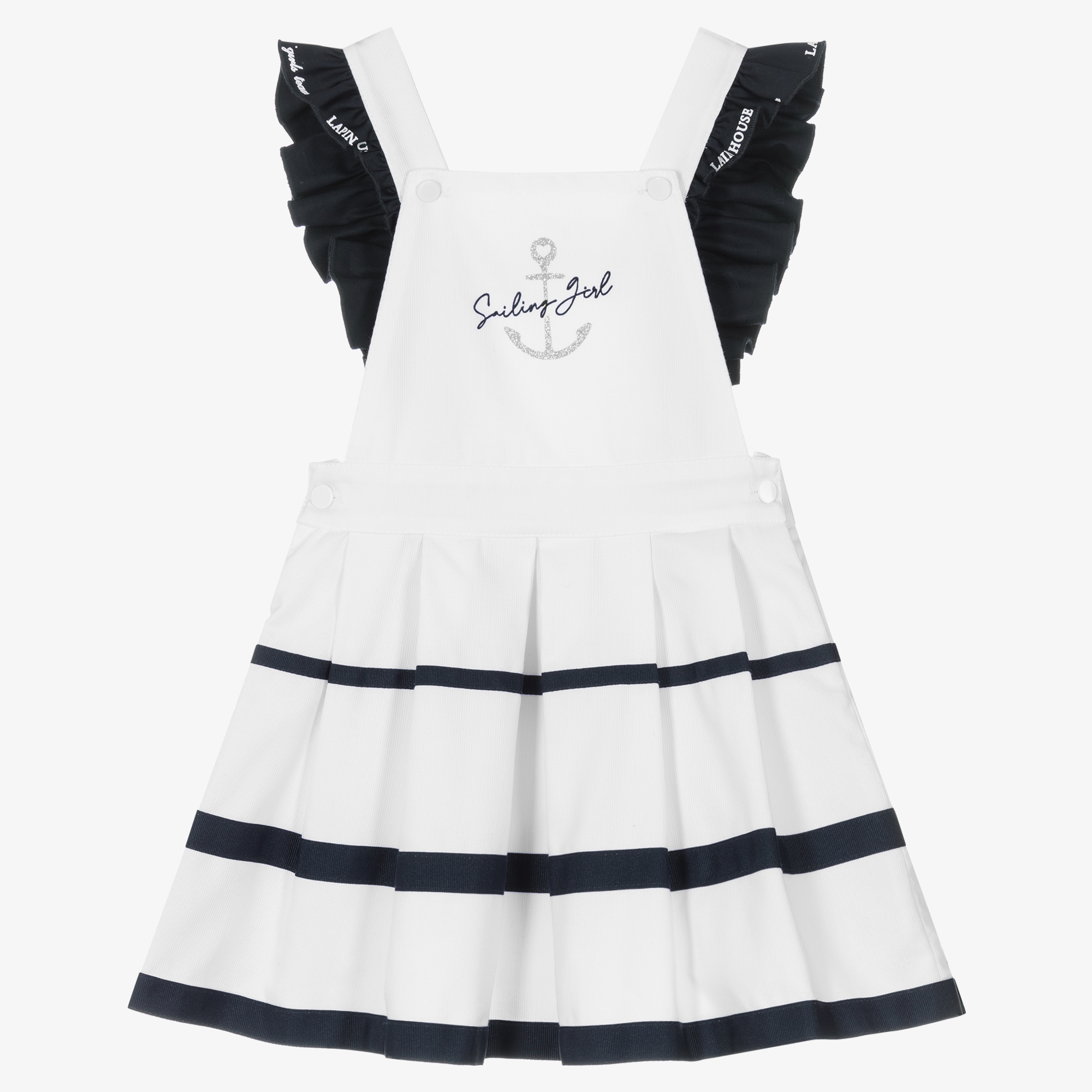 Blue and on sale white pinafore dress