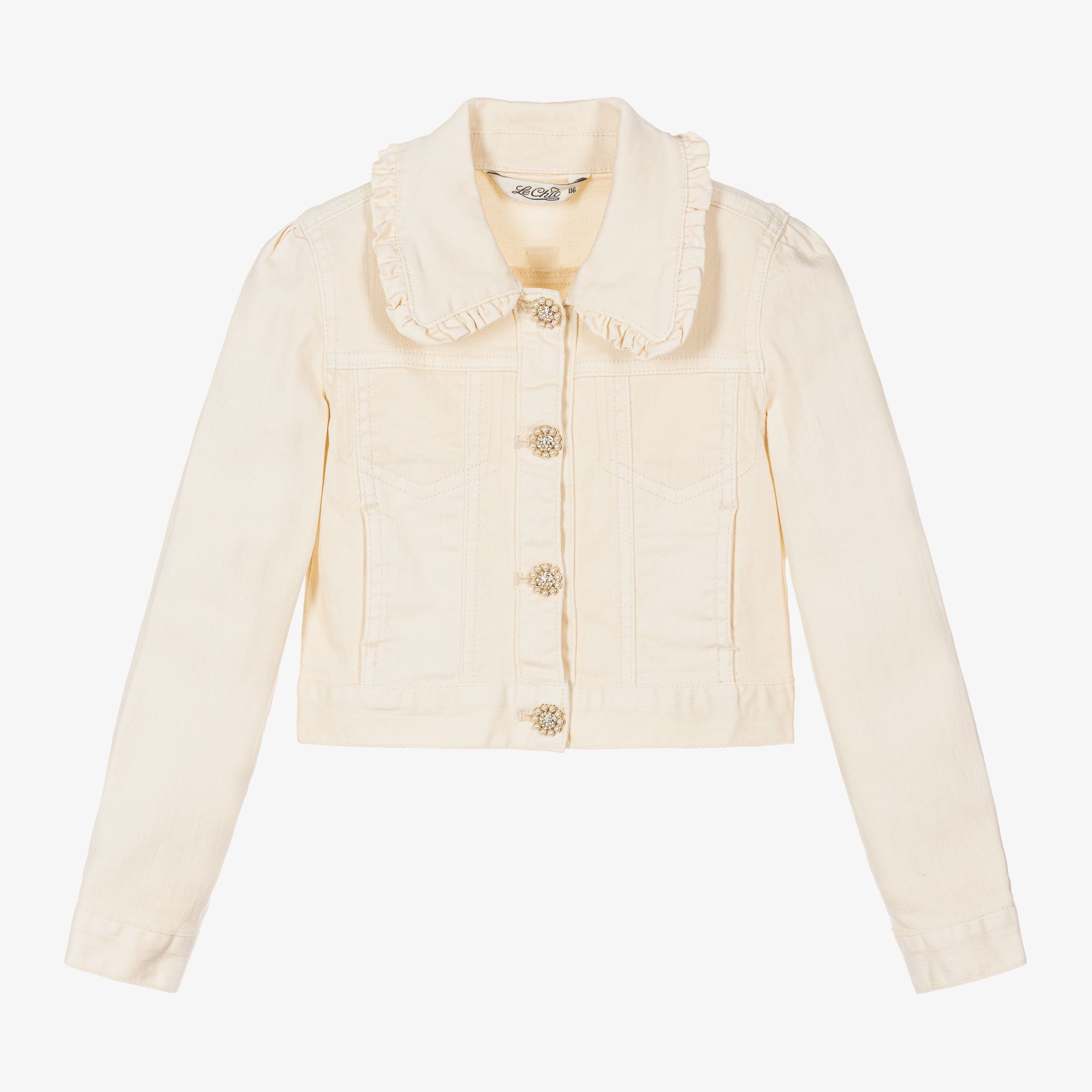 Le Chic Girls Ivory Denim Jacket Childrensalon Outlet