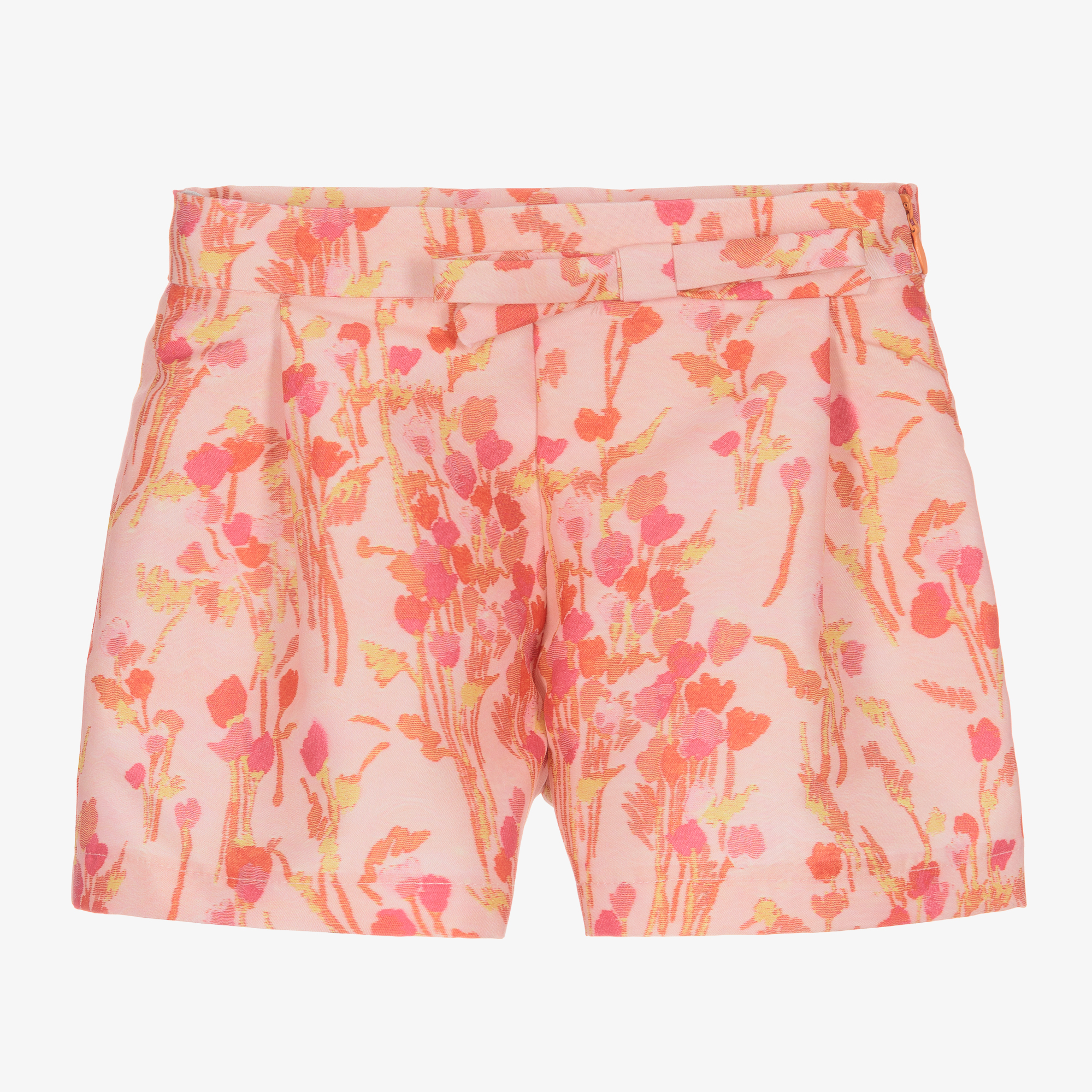 Mama Luma - Girls Pink & Orange Floral Shorts