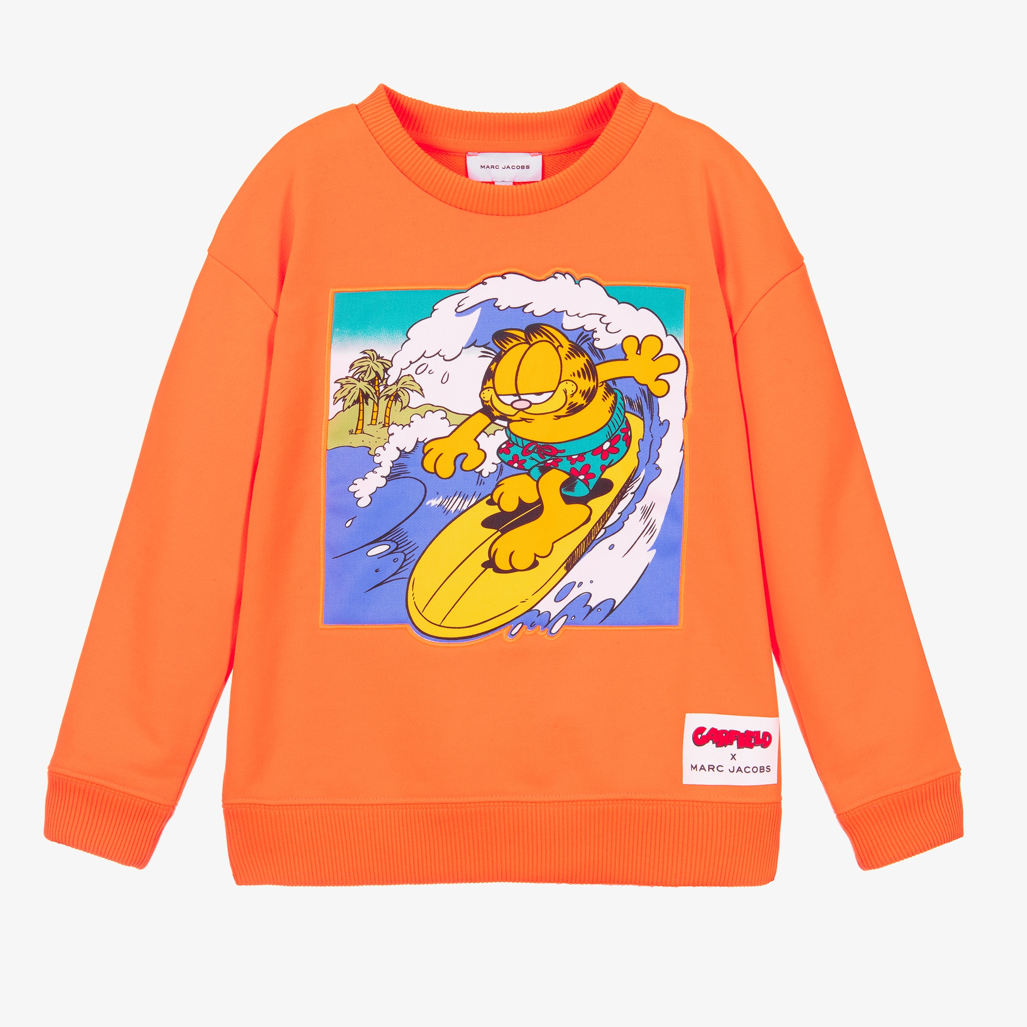 MARC JACOBS - Boys Neon Orange Surfing Garfield Sweatshirt 