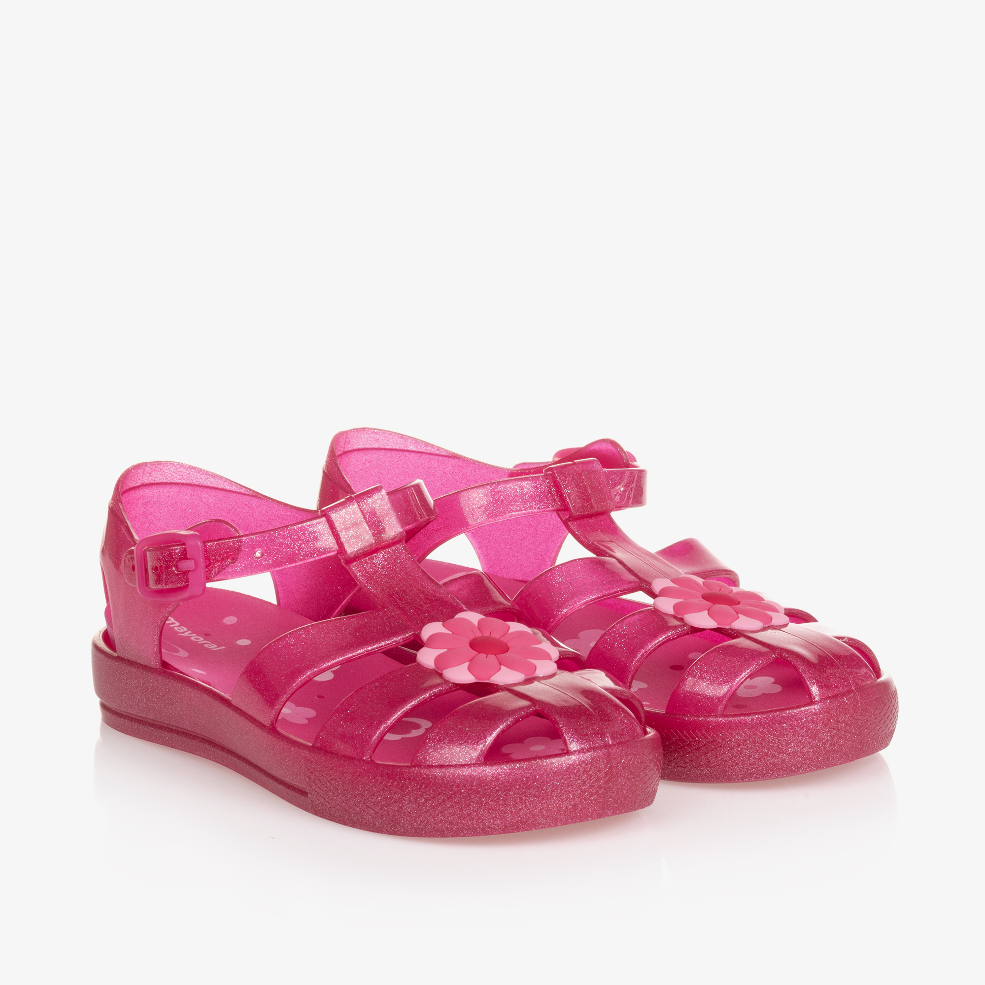 Mayoral Girls Fuchsia Pink Flower Jelly Shoes