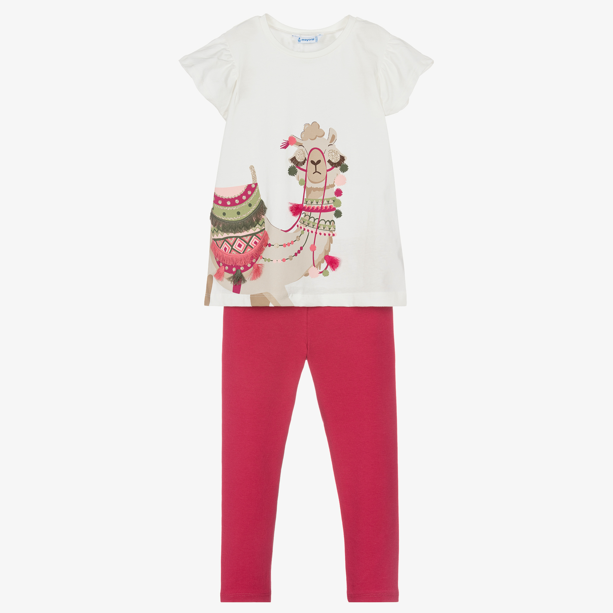 Mayoral Girls Ivory & Pink Leggings Set