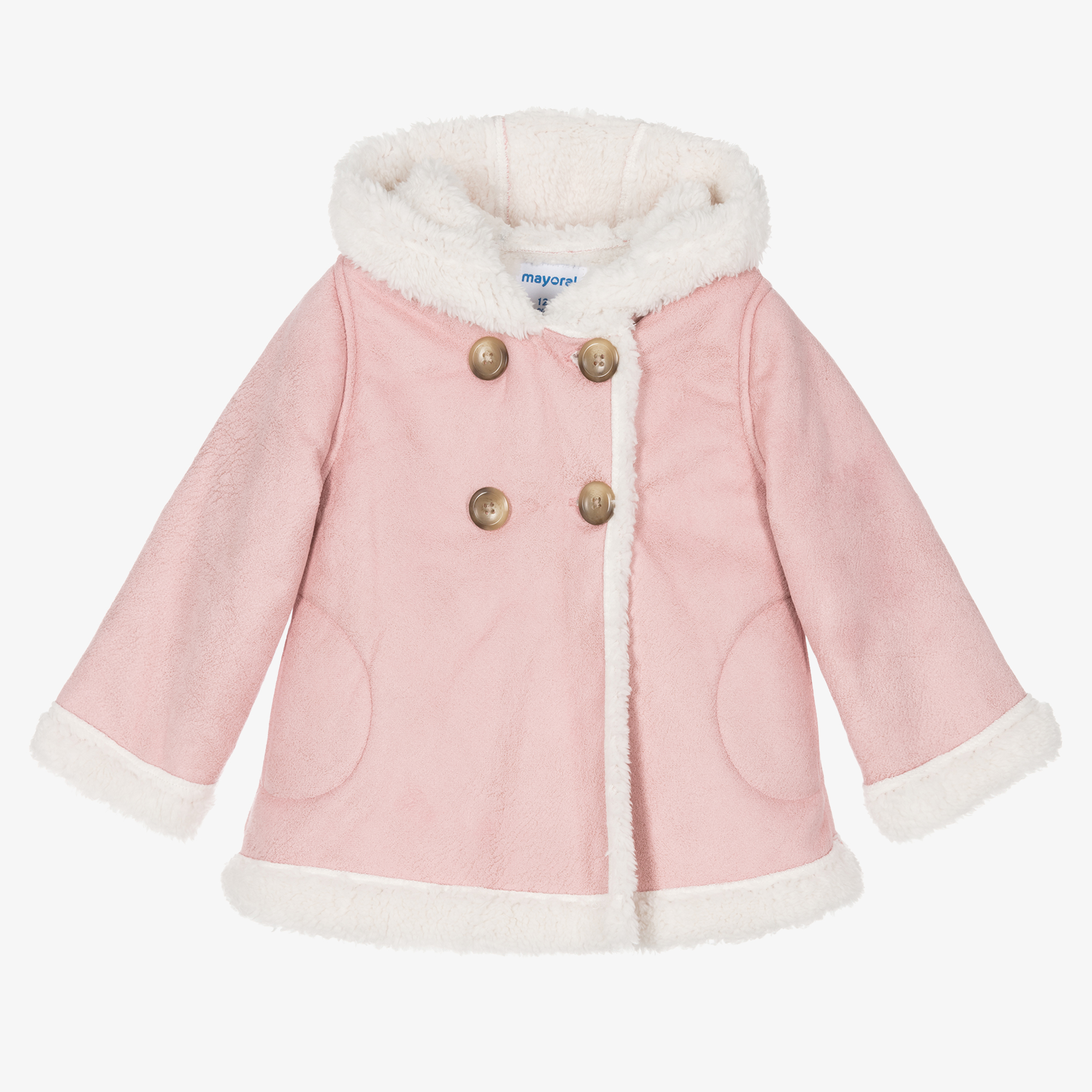 Mayoral Girls Pink Faux Suede Coat Childrensalon Outlet