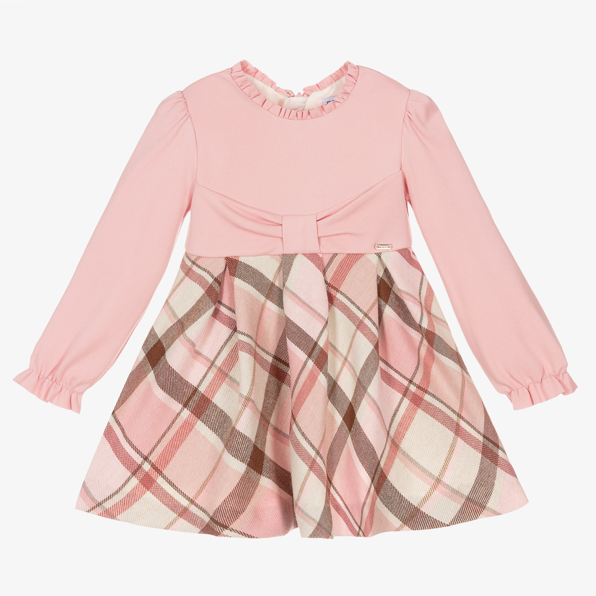 Mayoral Girls Pink Tartan Check Dress