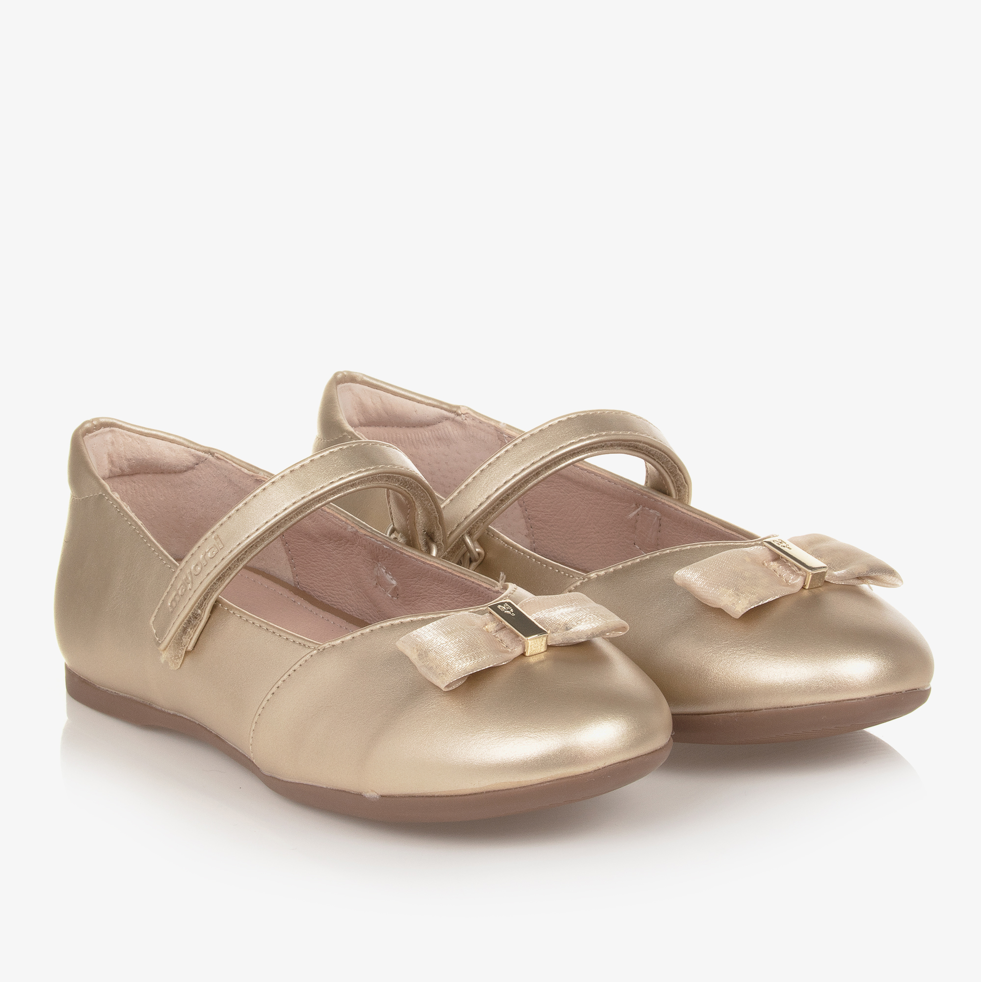 Mayoral Teen Girls Gold Shimmery Ballerina Pumps